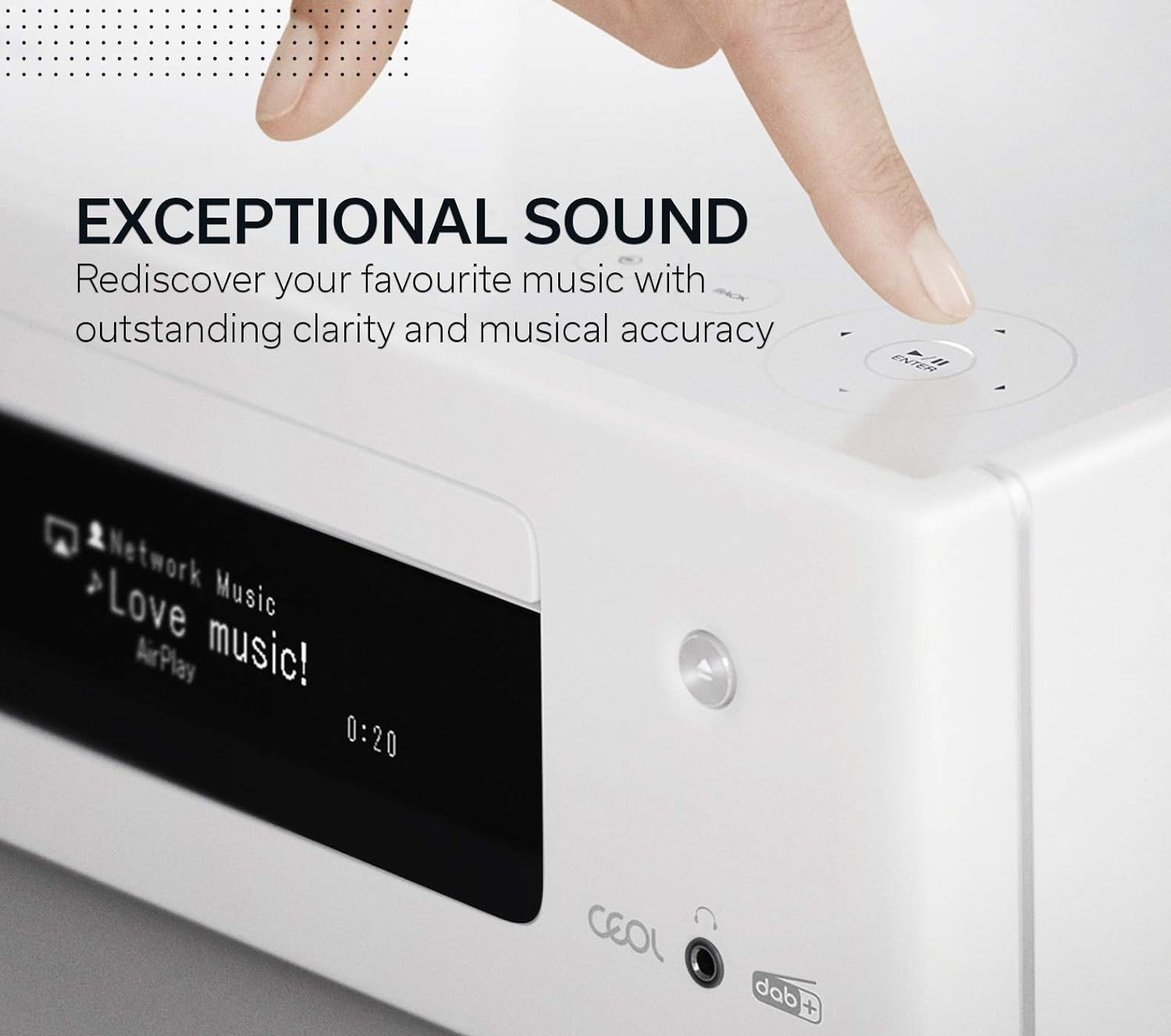 Denon CEOL-N11 DAB Audio Receiver with CD Player, Hifi Amplifier for TV Sound, Bluetooth, 2X Optical Input, DAB+, Google Assistant / Siri / Alexa Compatible, Music Streaming, HEOS Multiroom &ndash; White image number 4