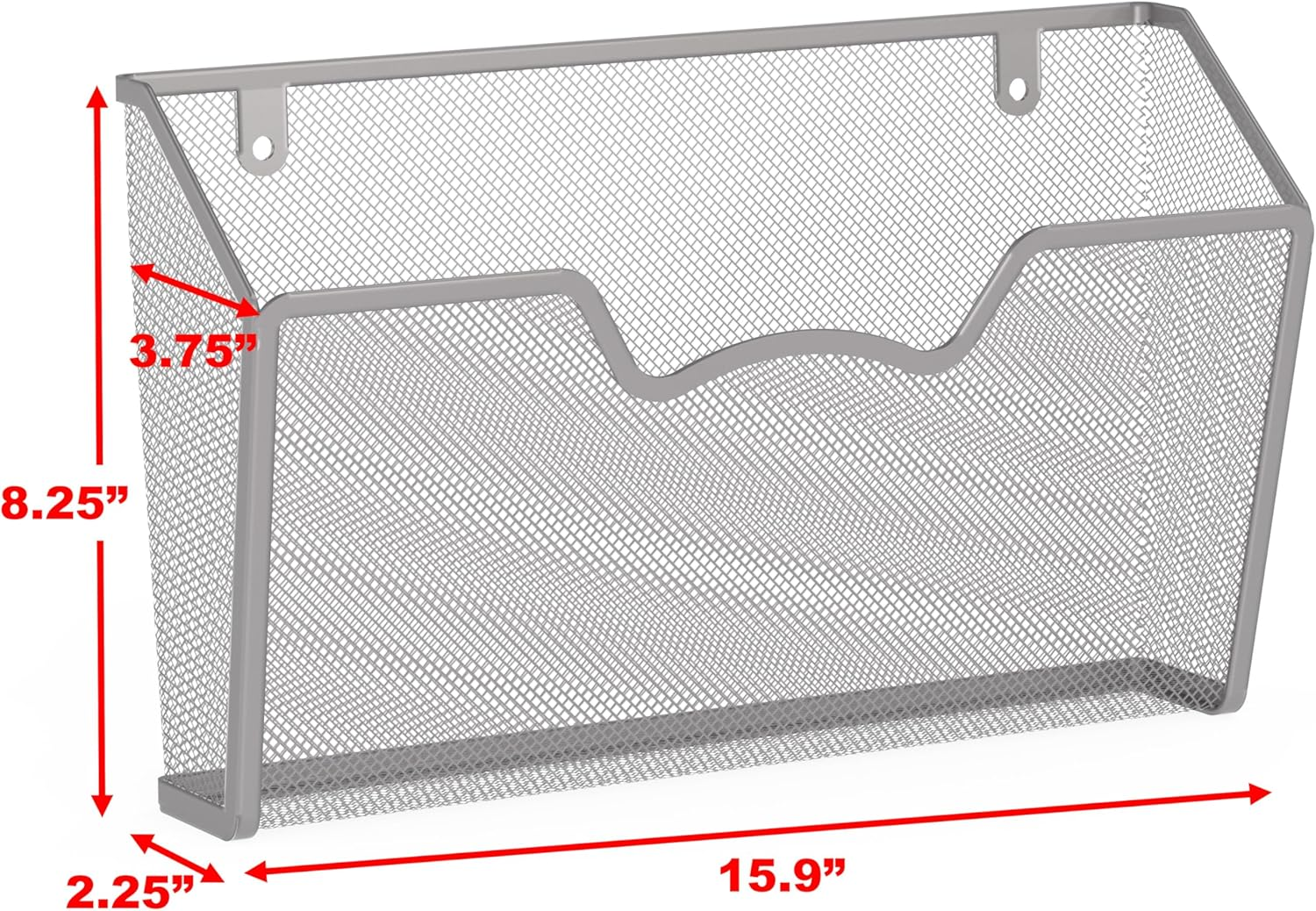 Simplehouseware Wall File Organiser Mesh Holder, 3 Pack, Silver image number 4