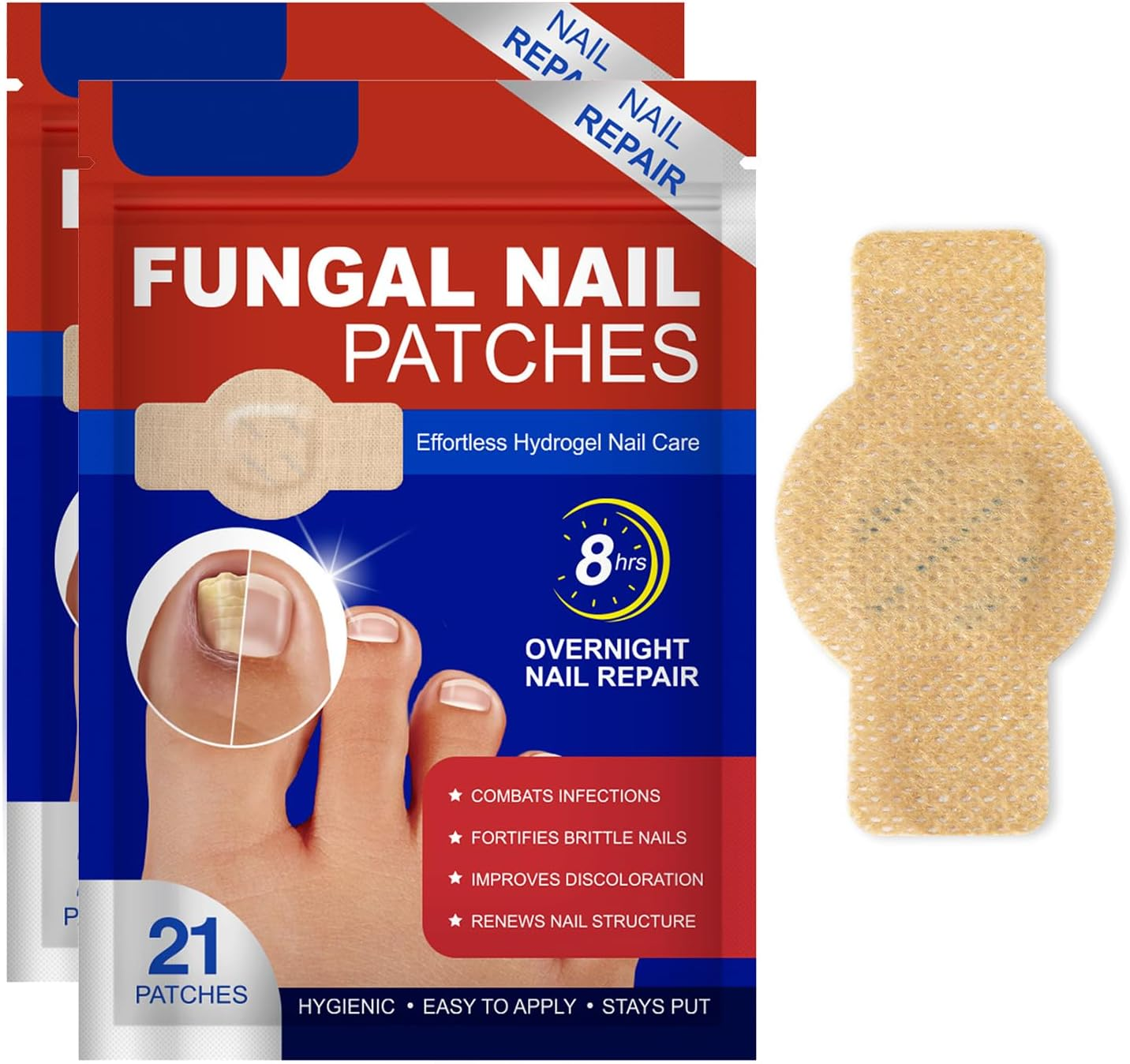 42 PCS Fungal Nail Patches, Toenail Treatment Patch, Nail Repair for Damaged Nails, Restore Discoloration and Thickness, Suitable for Both Men and Women image number 3