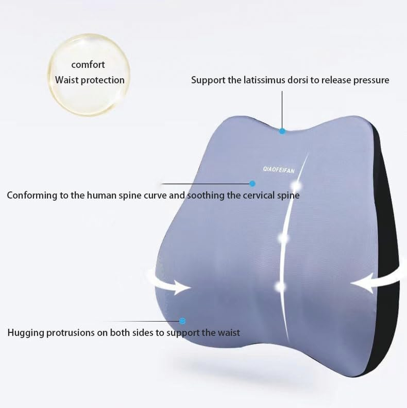 Car Seats, Car Waist Support Cushion, Memory Foam Neck Pillow Backrest Cushion Head Pillow Neck Pillow, Ergonomically Designed Four Seasons GM Office Seat Cushion (Yun Mo Grey Waist Cushion) image number 4