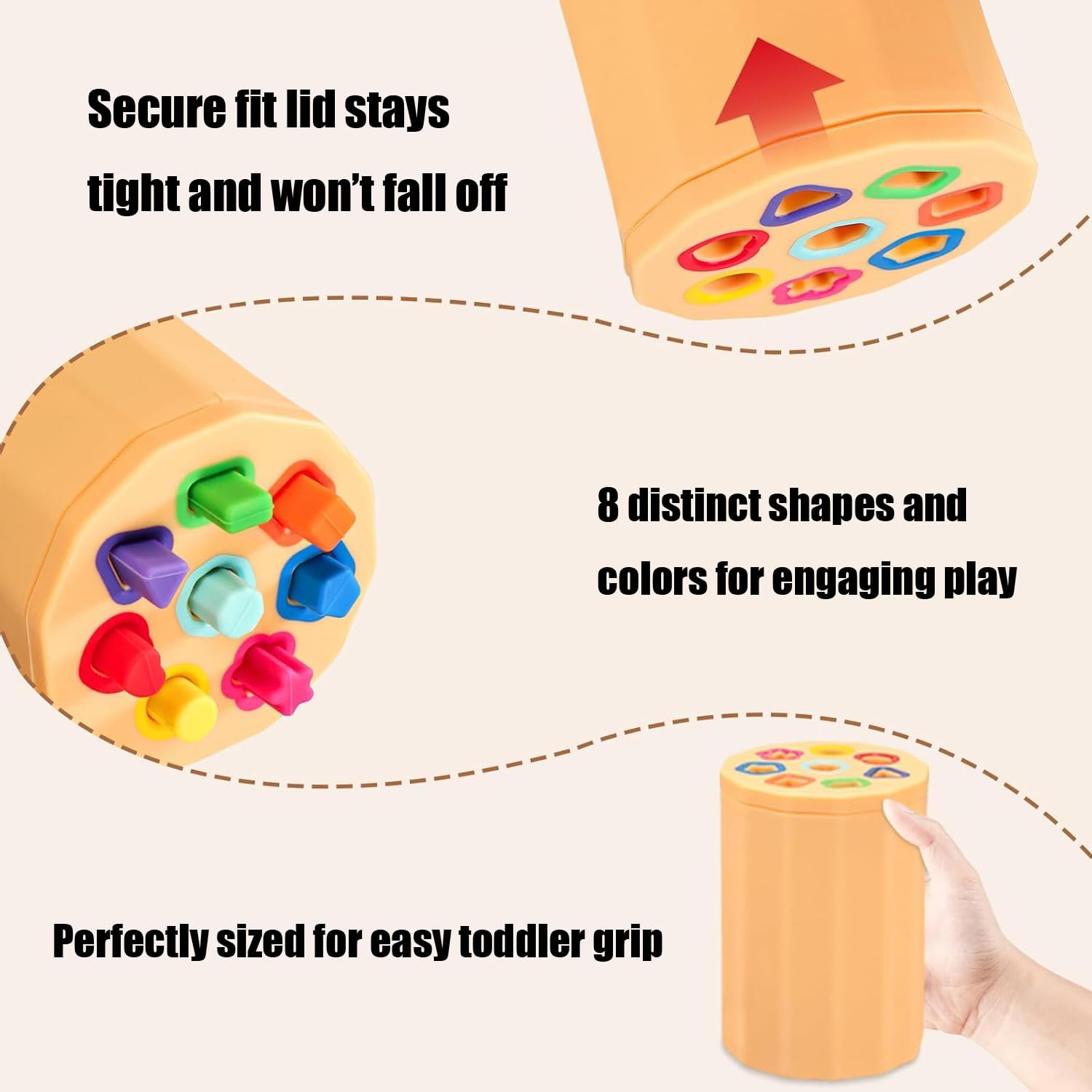 Shape & Color Sorting Montessori Toys for Toddlers, Soft Silicone Sensory Toys, Preschool Learning Activities Matching Game, Educational Toy for Fine Motor Skills (Color) image number 4