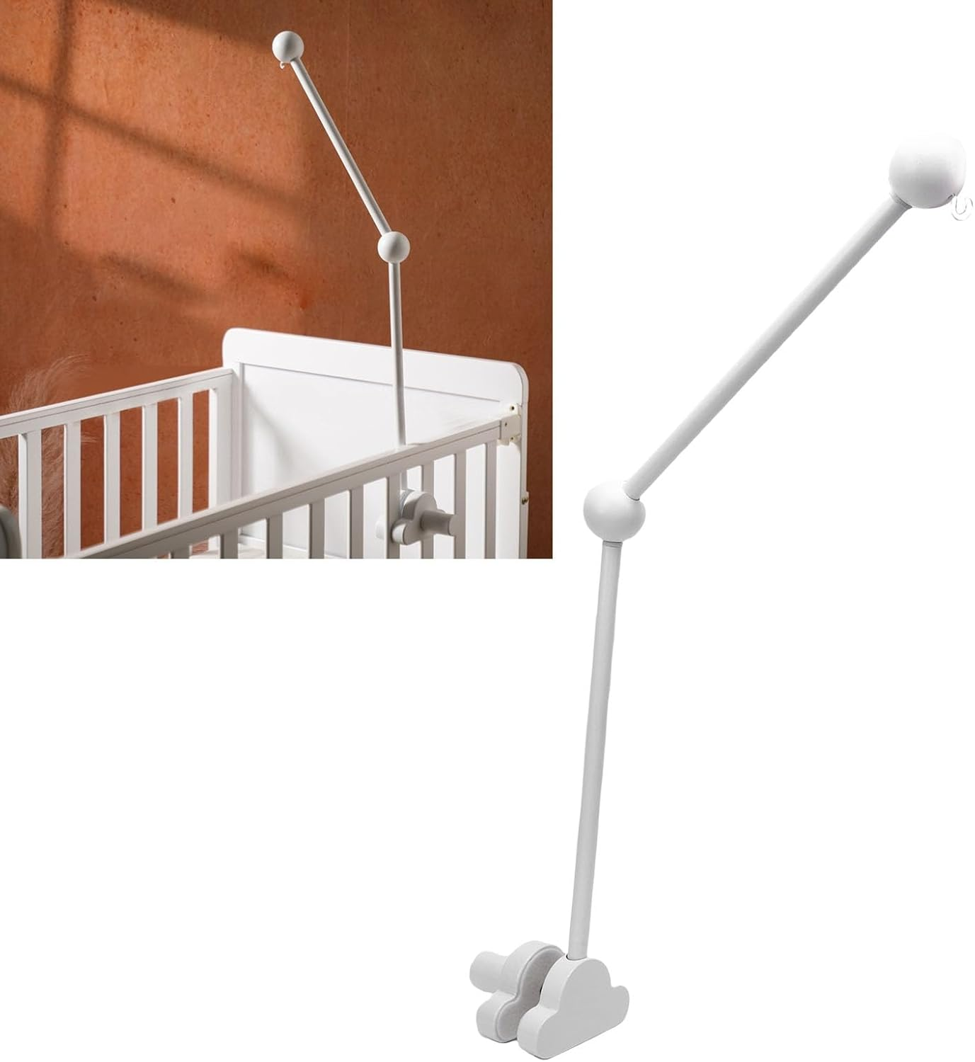 Wooden Crib Mobile Hanger Bracket, Baby Crib Mobile Arm Baby Mobile Holder Arm with Beech Wood No Tool Installation for DIY Projects Nursery Decor image number 6