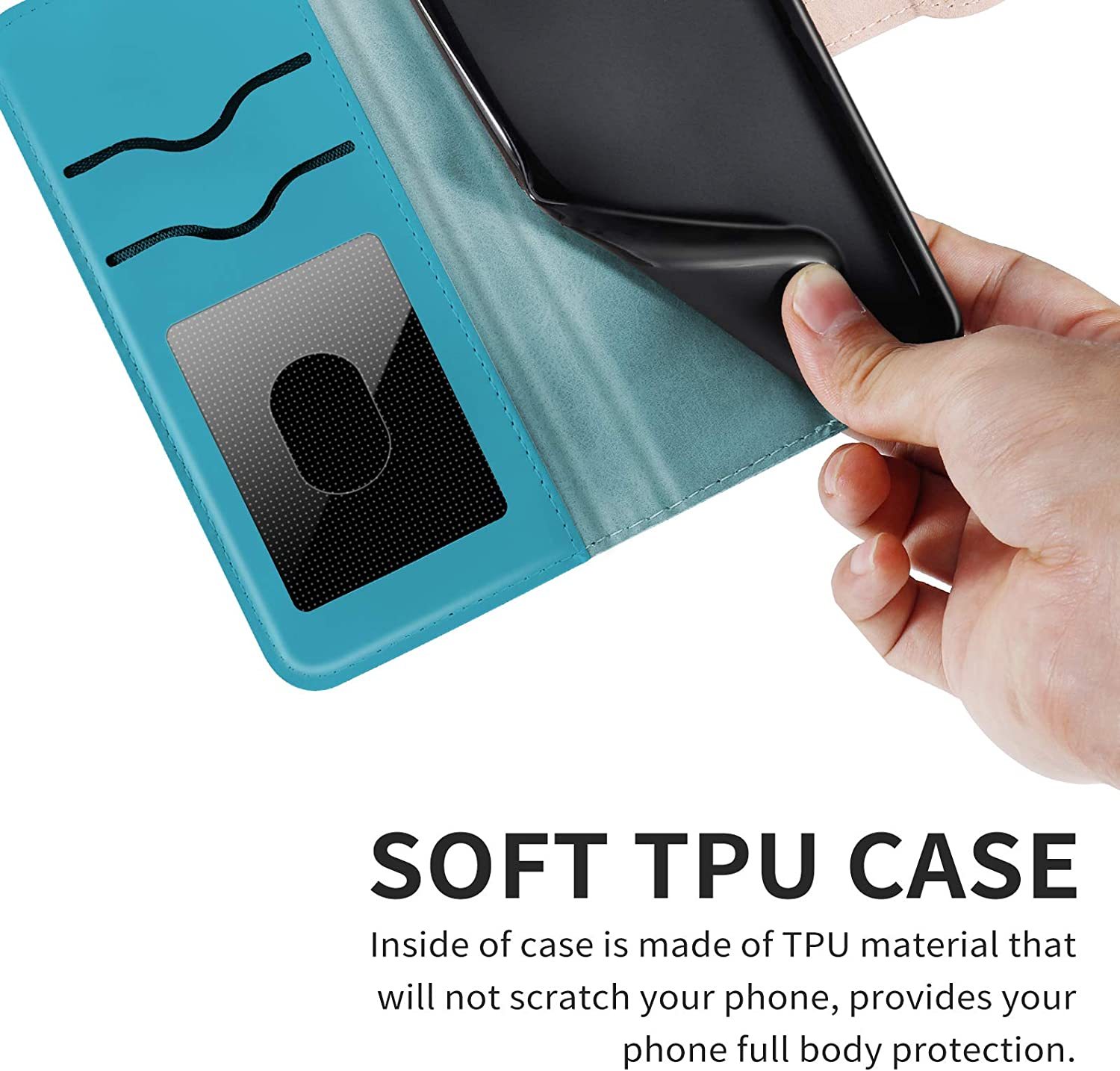 CXTCASE Case for Samsung Galaxy S25 FE PU Leather Folio Flip Cover with Card Slots, Magnetic Wallet Phone Case for Samsung Galaxy S25 FE - Blue image number 4