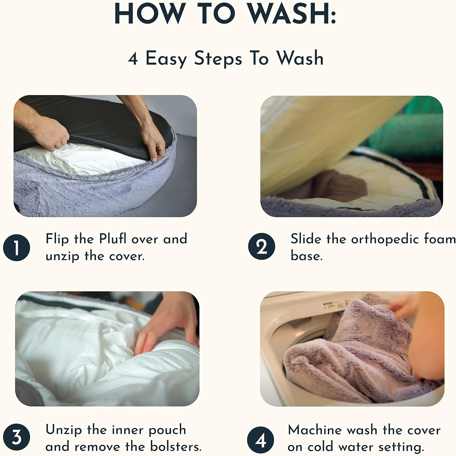 Plufl, the Original Human Dog Bed for Adults, Kids, and Pets. as Seen on Shark Tank. Comfy Plush Large Bean Bag with Memory Foam, Machine Washable, and Durable. Perfect Nap and Floor Bed - Arctic Grey - Black image number 4