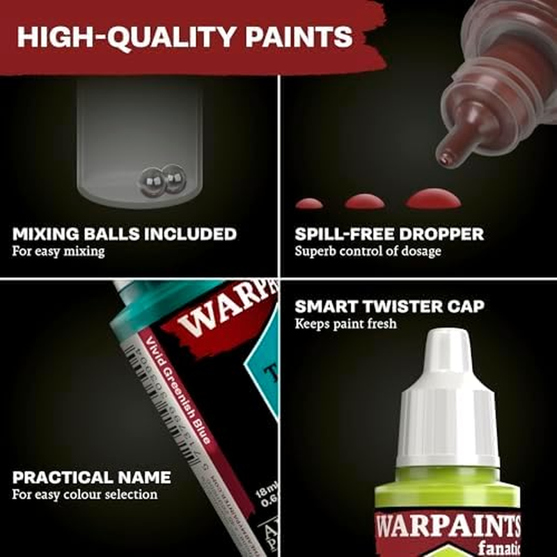 The Army Painter, Warpaints Fanatic Most Wanted Paint Set, 22 X 18Ml Acrylic Paint Incl. Skin Tones, Metallics, Effects, 1 Wash, Primer & 1 Miniature - Miniature Paint for D&D & Warhammer Miniatures