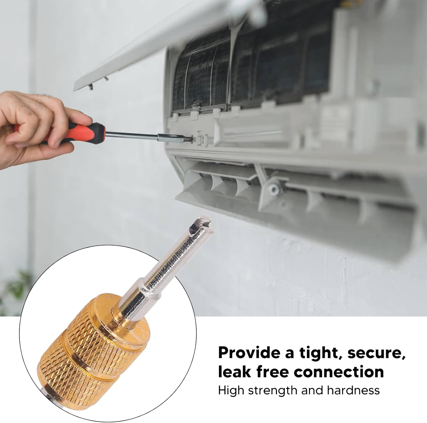 Fdit Fdit Copper Refrigerant Tank Adapter Kit - Dual Size 1/2" Acme to 1/4" SAE Reverse, HVAC Adapter Fittings with Valve Core Tool