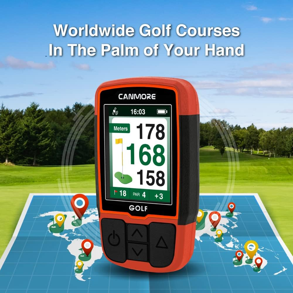 CANMORE Handheld Golf GPS HG200 - Water Resistant Full-Color Display with 41,000+ Essential Golf Course Data and Score Sheet - Free Courses Worldwide and Growing (Orange) image number 4