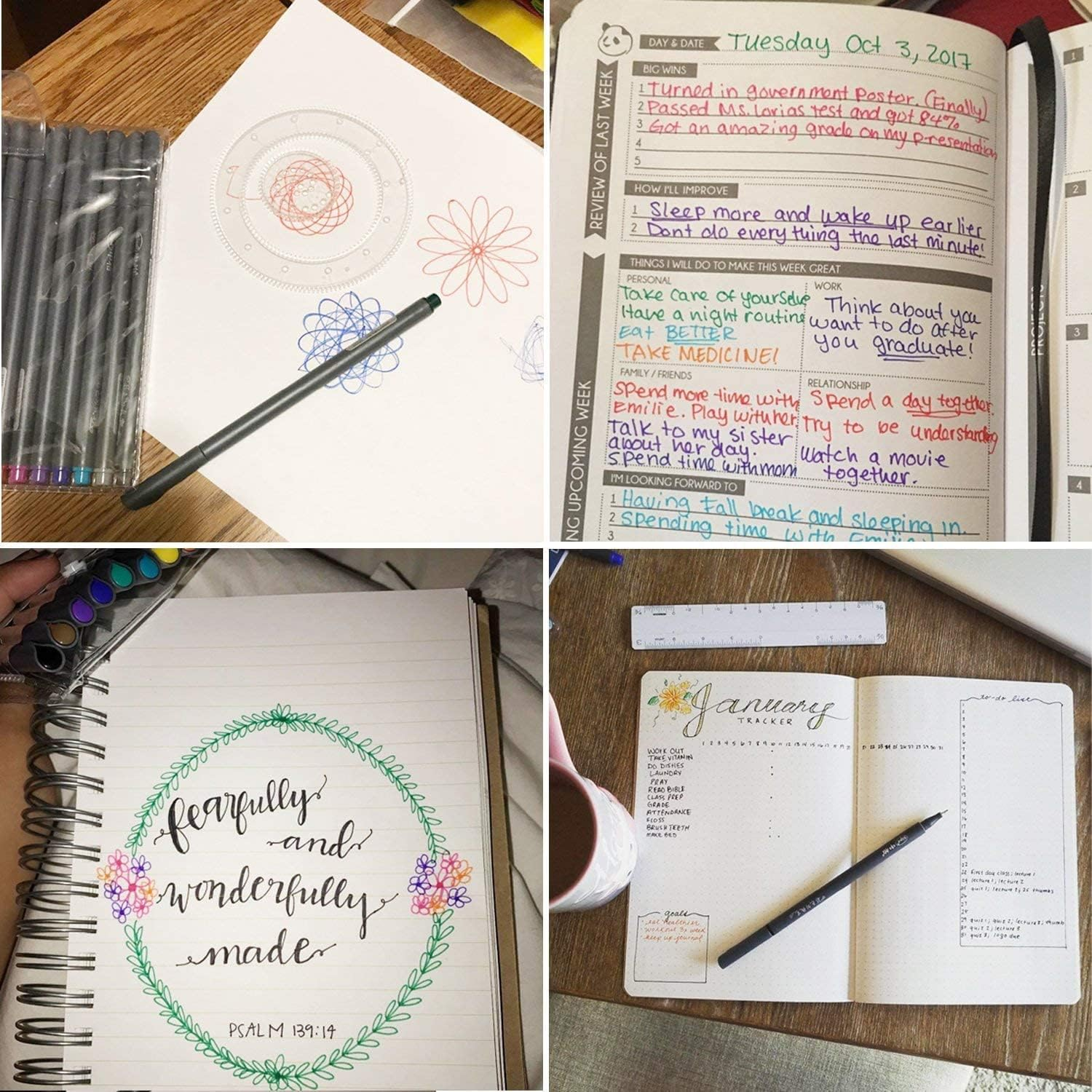 36 Colored Pens Fine Point Markers, Fine Tip Drawing Pens, Porous Fineliner Pens for Bullet Journal Planner Writing Note Taking Calendar Agenda Coloring Art School Office Supplies image number 4