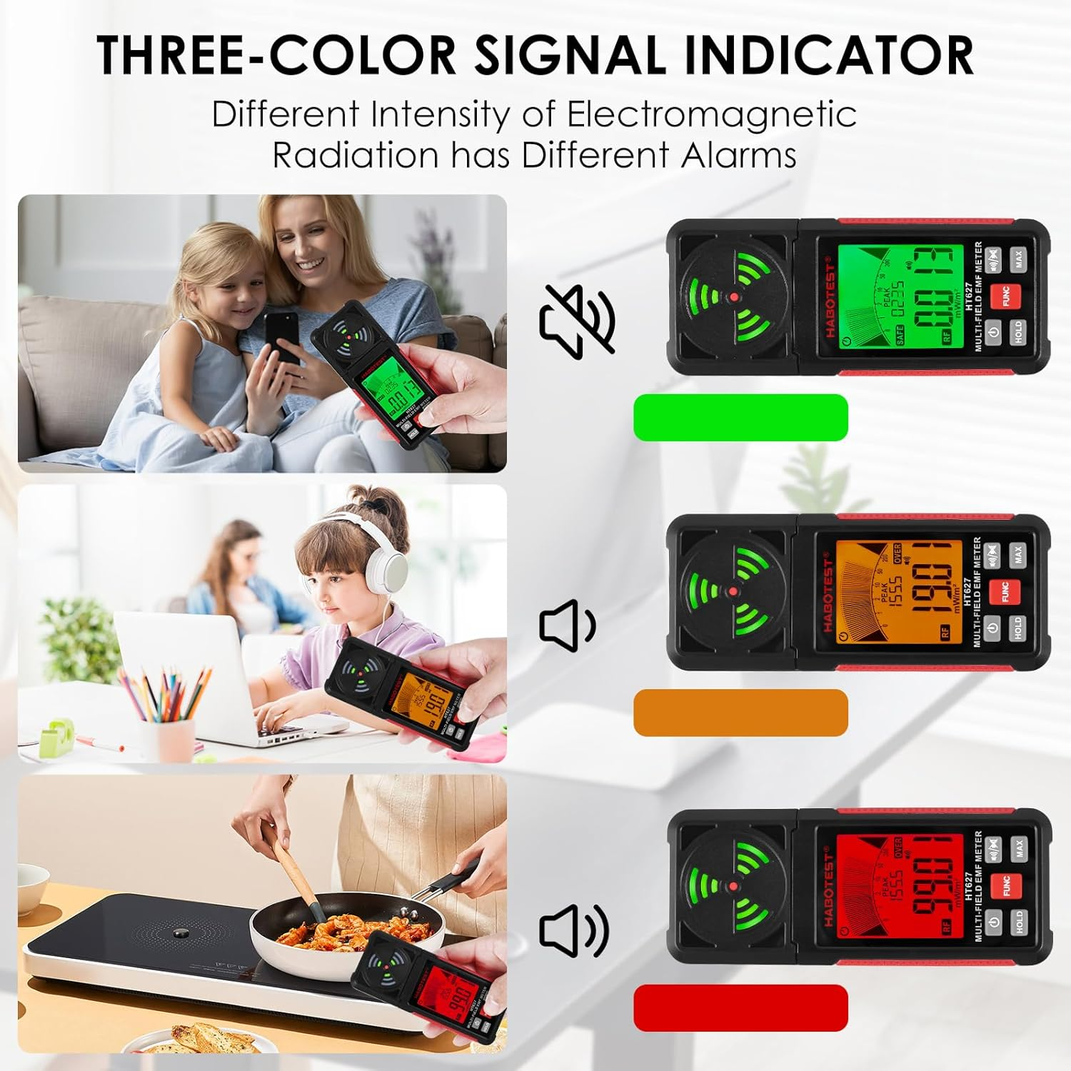 Electromagnetic Field Radiation Detector,Portable 2.26Inch LCD Display EMF Reader Meter EMF Tester Wifi Signal 5G Signal Detector with Backlight and Sound Alarm EMF Detector for RF EF MF image number 5