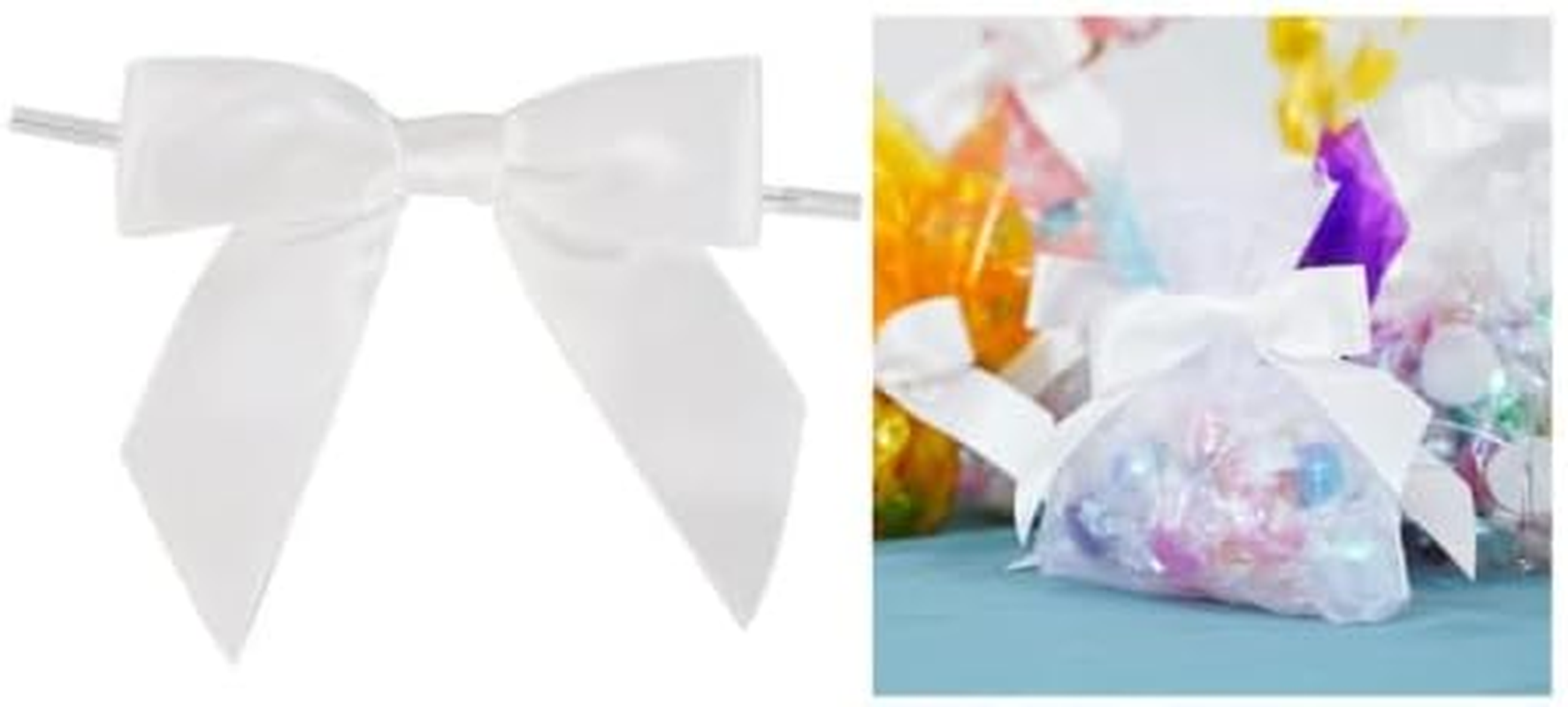 50 Pcs Ribbon Bows, Large Bow Decor for Crafts Wrapping Party Favors Wedding Decorations (White) image number 2