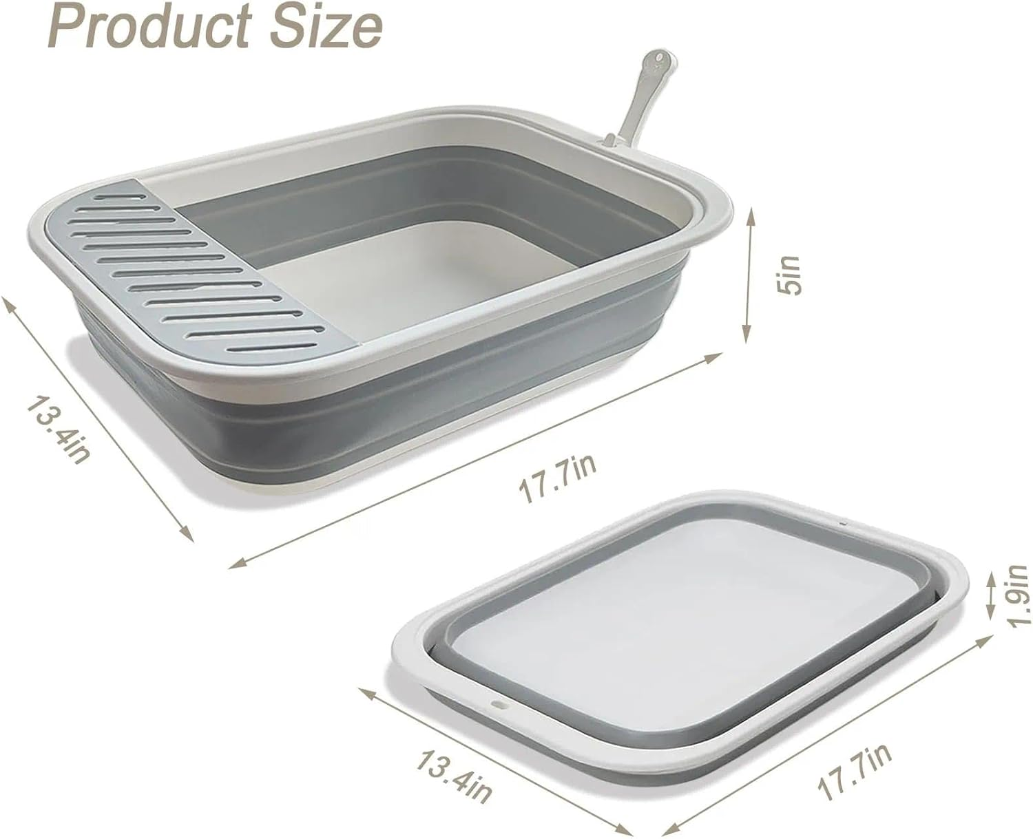 CRFY Collapsible Kitten Litter Box, 17.7 X 13.4 X 5 Inch Open Cat Potty Pan with Scoop Foldable Shallow Cat Toilet Anti-Splashing Low Entrance Travel Litter Box with Falling Sand Pedal Grey - Pink image number 3