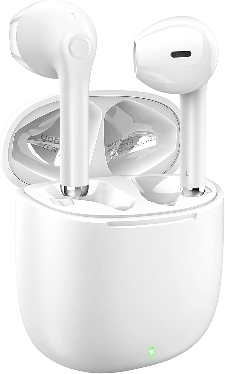 Yobola Wireless Earbuds, Bluetooth Earphones, IPX5 Waterproof Wireless Earphones Touch Control, Bluetooth Earbuds 5.1 Built-In Microphone, 25 Hrs with USB-C Charging - White image number 6