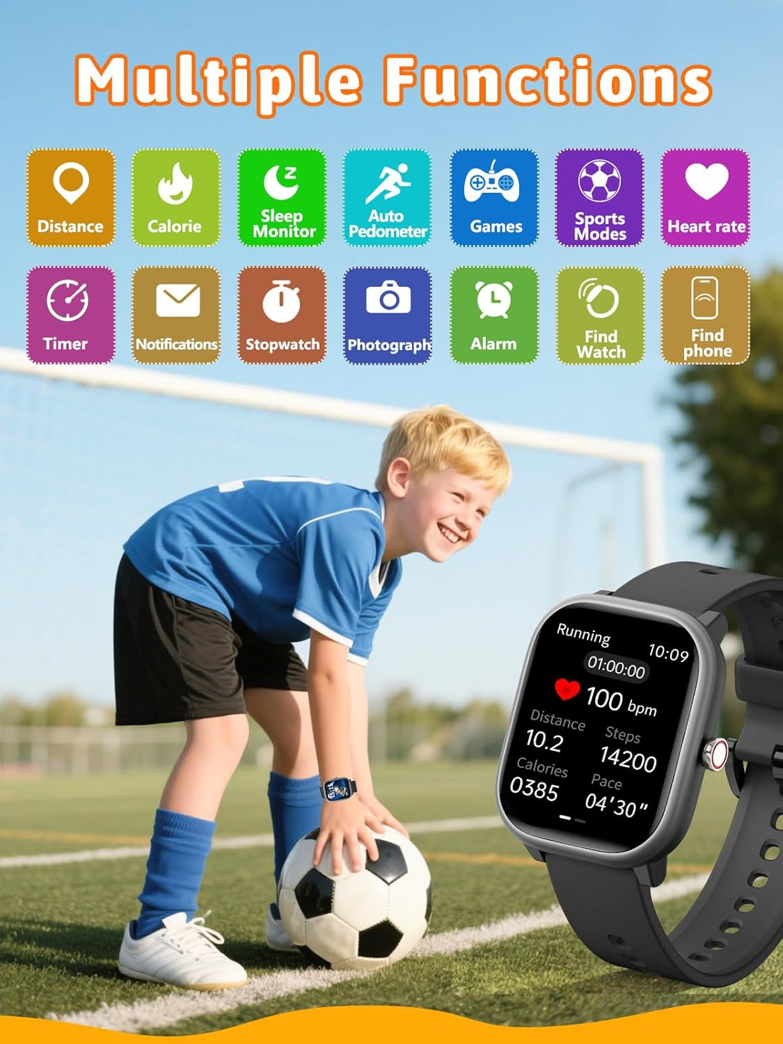 Kids Smart Watch for Boys Girls, Fitness Tracker with Heart Rate Sleep Monitor, 1.83" Touchscreen with 12 Puzzle Games, Waterproof Activity Tracker Pedometer for Android Iphone (Purple)