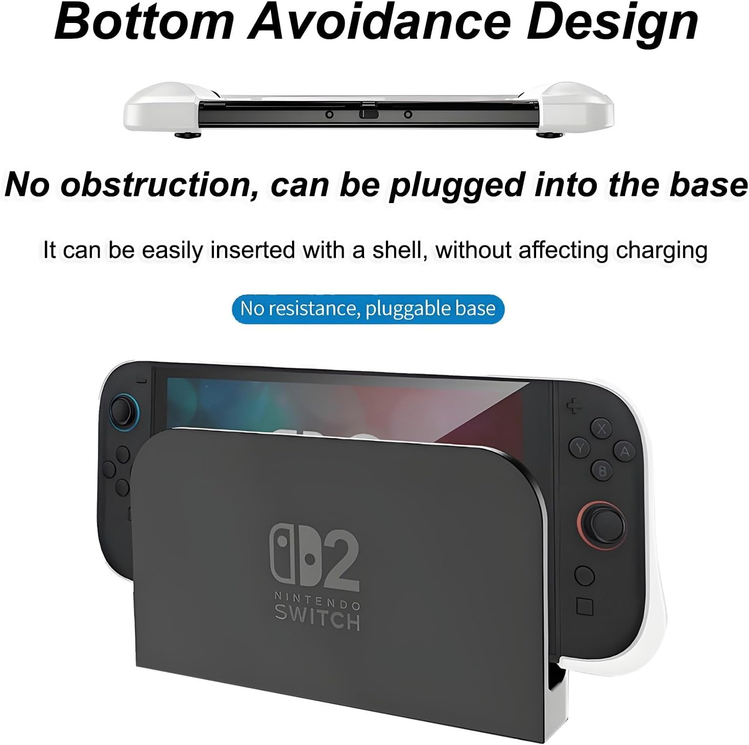 Crspexil Dockable Case for Nintendo Switch 2 - TPU Grip Protective Cover for Switch New Gen 2025 Console & Joy-Con Controller Accessories,Anti Fall TPU Protective Cover Accessories(Black) - White image number 2