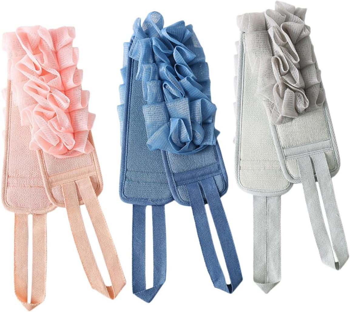 PACKOVE 3Pcs Dual-Sided Back Scrubber Exfoliating Strip for Shower Bathing and Relaxing Massage