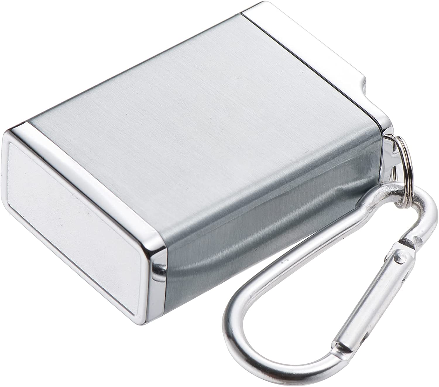 Portable Ashtray,Mini Pocket Metal Ash Holder for Outdoor Use with Lid and Hanging Hook (Silver) (S-PORTABLE-C)