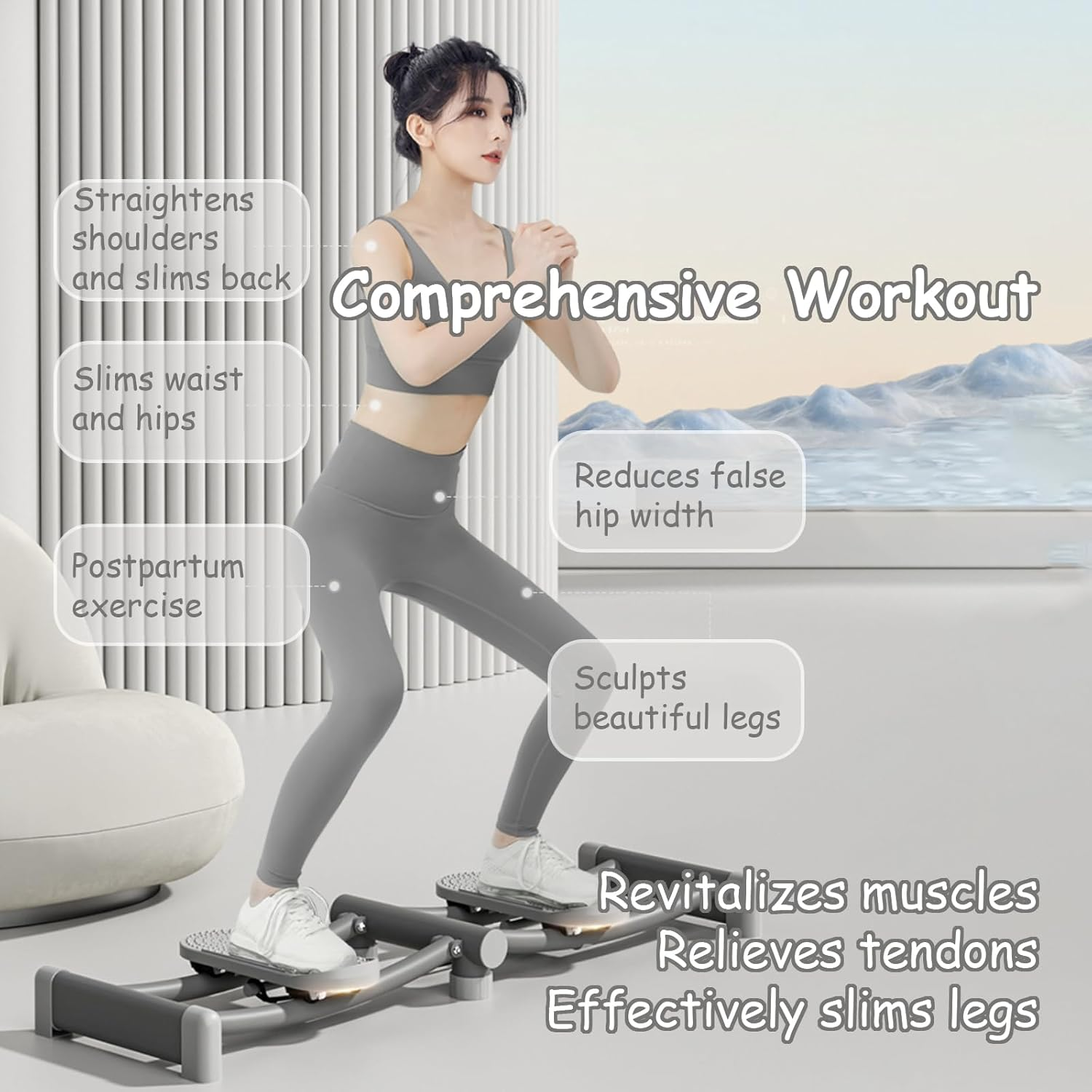 Thigh Strength Trainer, Ski Machine for Home Fitness, Legs Workout Machine with Silent Sliding & Foldable Design, Hip Shaper Trainer for Inner Thighs, Butt & Core image number 4