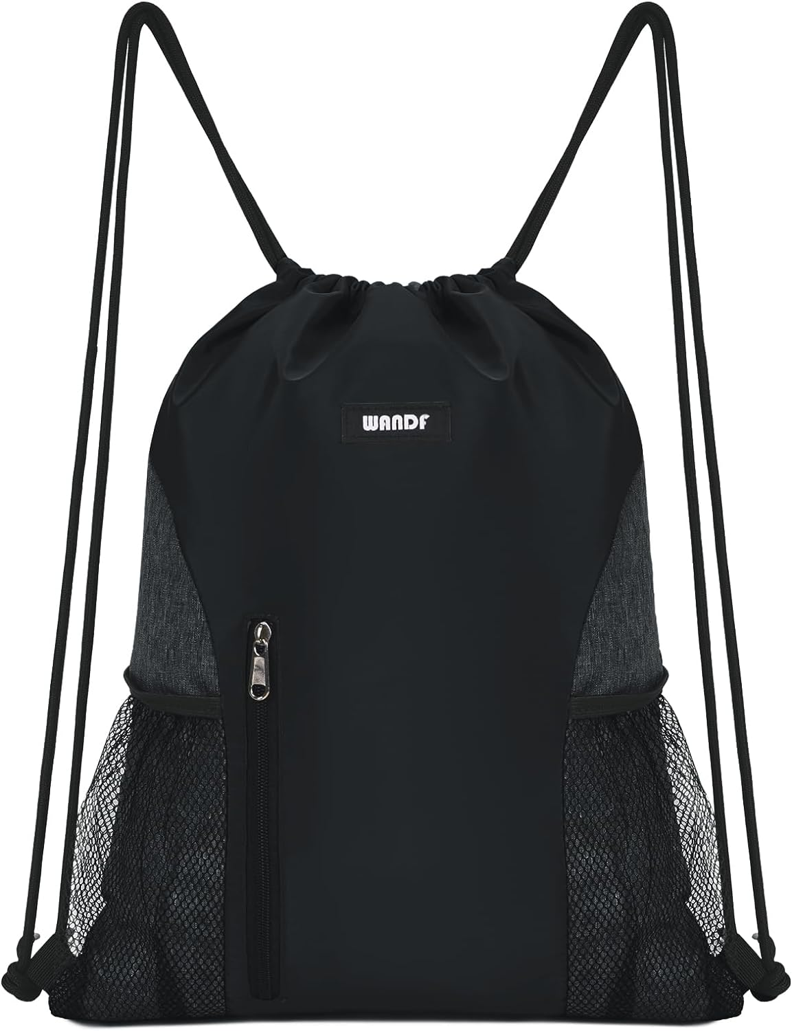 WANDF Drawstring Backpack Sports Gym Sackpack with Mesh Pockets Water Resistant String Bag for Women Men Children