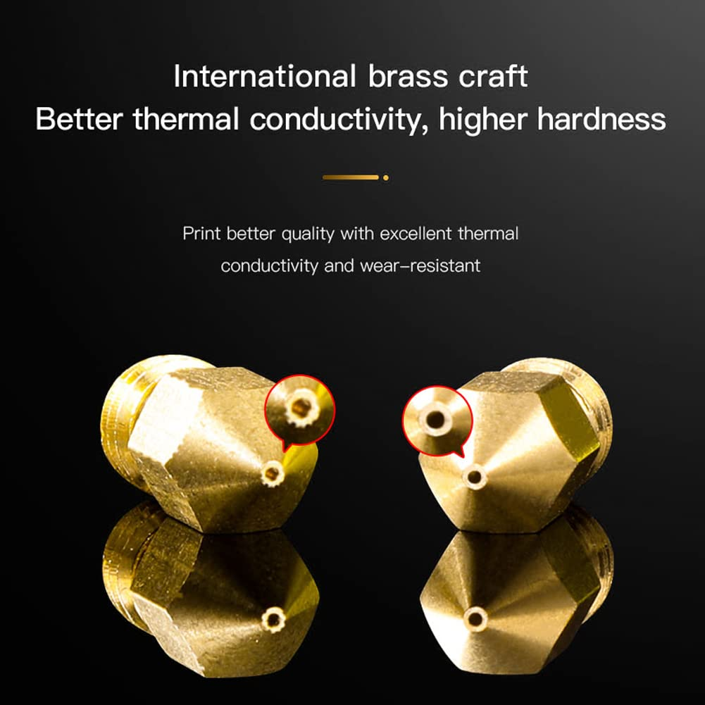 Lokkr 3D Printer Brass Extruder Nozzles Set, 20PCS Brass MK8 Nozzles (0.2Mmx2 0.3Mmx2 0.4Mmx8 0.5Mmx2 0.6Mmx2 0.8Mmx2 1Mmx2) with Wrench for Makerbot, E3D, Creality Cr-10/Ender 3/3 V2/3 S1/5, Prusa I3 image number 5