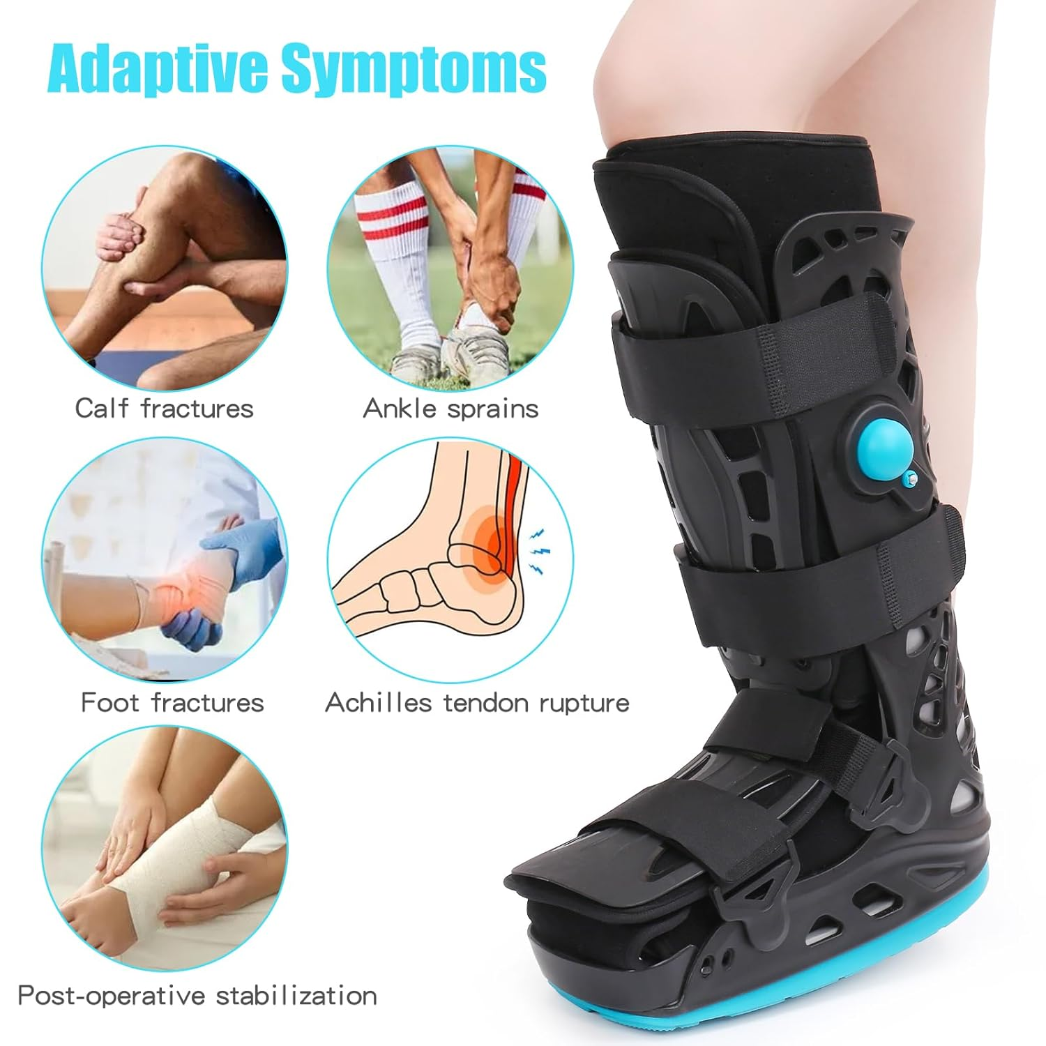 Tall Walker Fracture Boot Inflatable Walking Boot Air Cam Walker Brace Orthopaedic Boot for Sprained Ankle, Foot Pain Recovery, Calf Fracture, Broken Foot, Achilles Tendonitis (L) image number 2