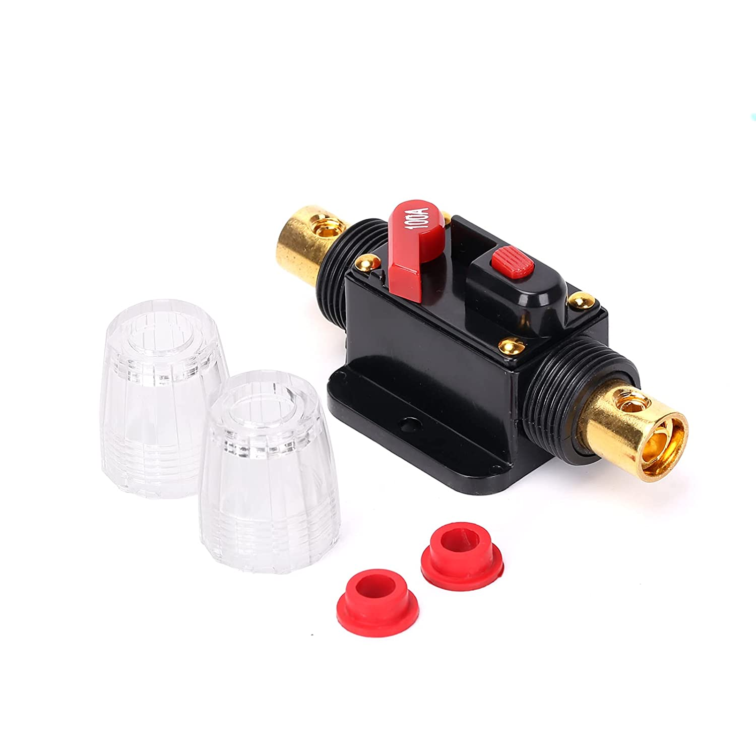 DC 12V-24V 30A/60A/100A Manual Reset Circuit Breaker Suitable for Car Audio Marine Boat Stereo Switch Inverter Replace Fuses (100A) image number 1