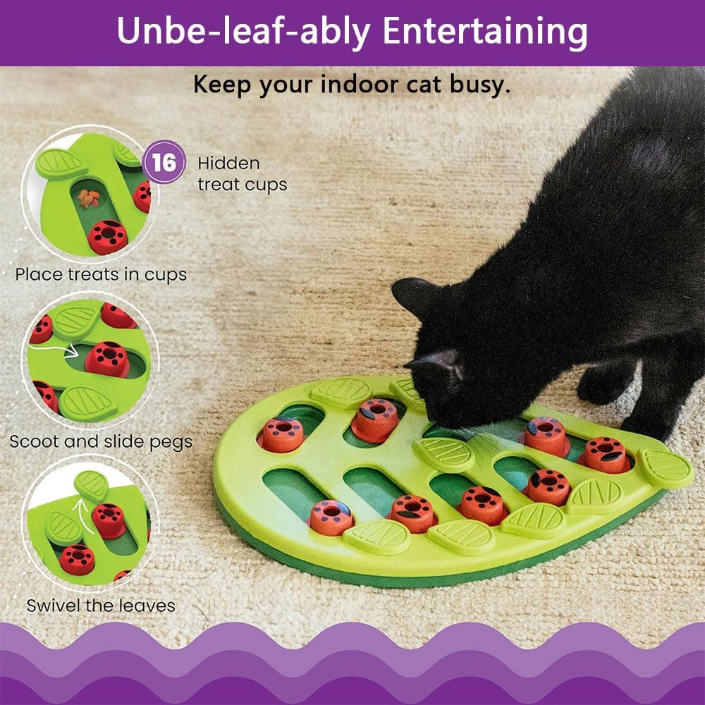 Interactive Cat Toy &ndash; Treat Dispensing Puzzle Feeder for Cats, Mental Enrichment Toy, Includes Pet Safe Meal-Dispensing Ball (Green) image number 1