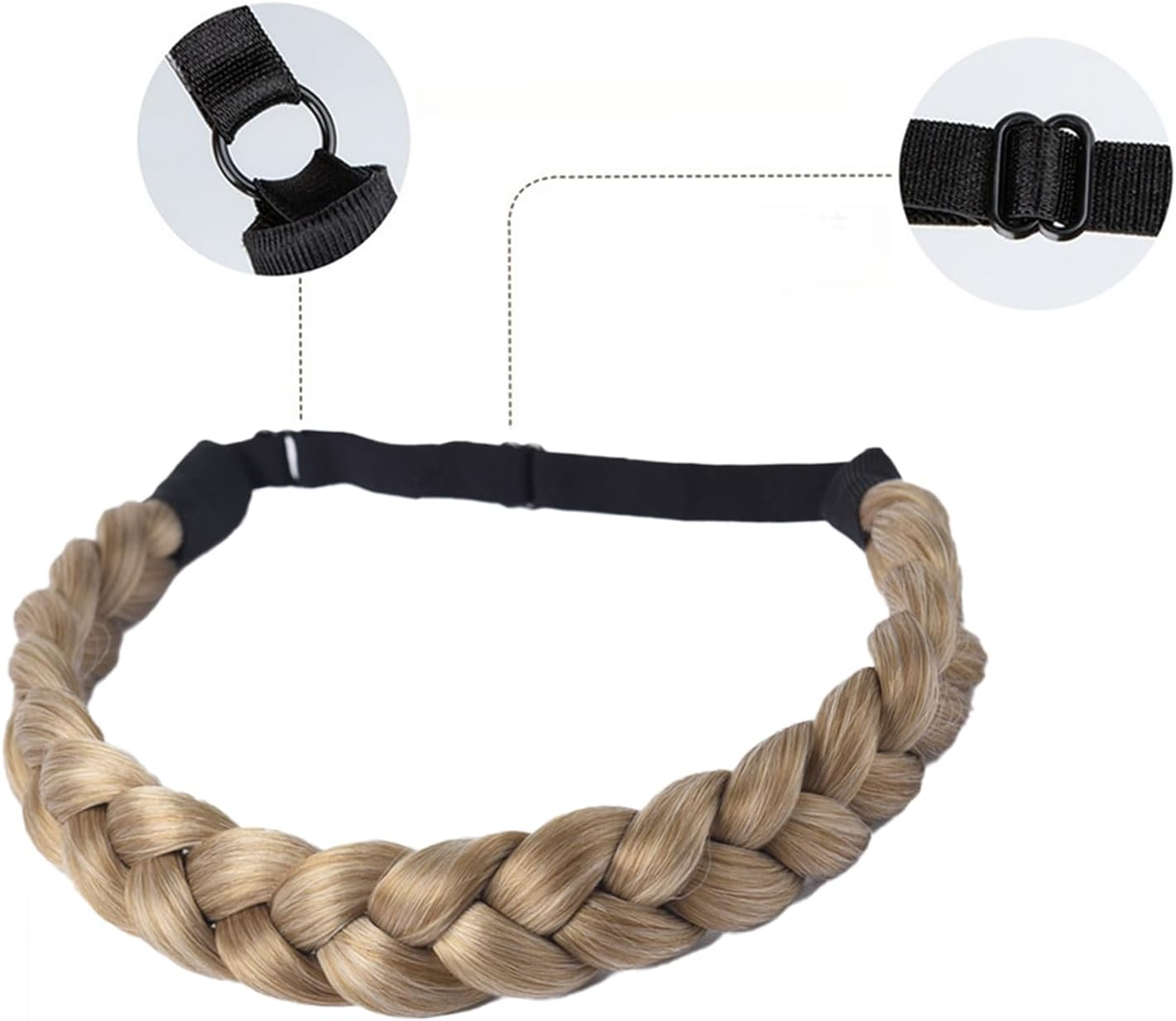 Zynewa Pack of 2 Braided Headbands, 3 Strands, Synthetic Hair, Braided Headband, Classic Chunky Elastic Synthetic Headband image number 2