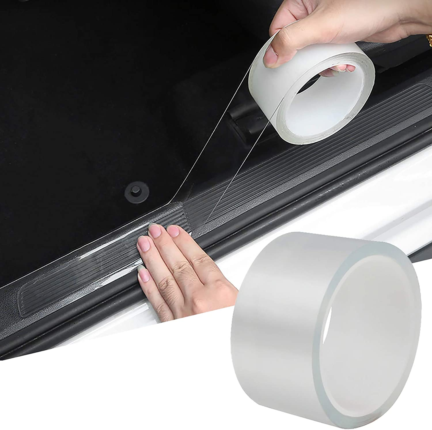 Car Door Edge Guards U Shape Car Door Edge Trim Rubber Edge Protectors Car Door Bumper Edge Guard Protection Film Anti-Collision Rubber Clips Fits for Most Car 2In X 33Ft Transparent