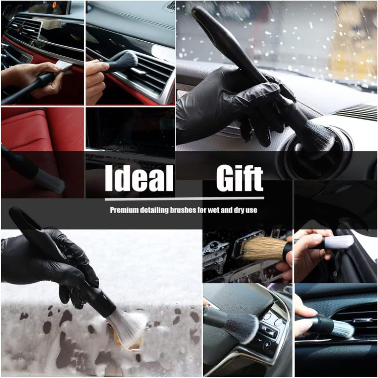 Mumoo Bear 5 Pieces Car Detail Brushes Interior Cleaning Brushes, 3 Soft Premium Detail Brushes and 2 Cleaning Lint Brushes for Cleaning the Interior and Exterior of Your Car image number 5