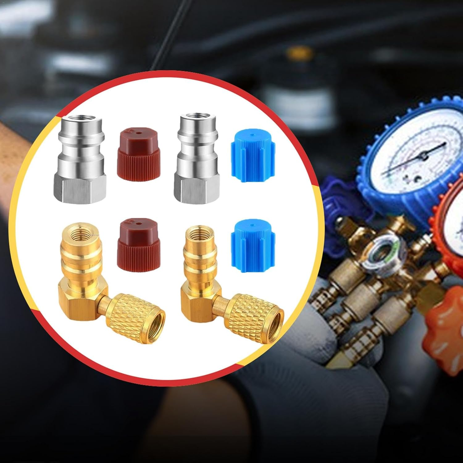 R134A Conversion Kit - Quick Coupler Valve Adapter R12 to R134A,R12 to R134A Conversion High/Low Pressure Adapter for Car A/C Refrigerant System