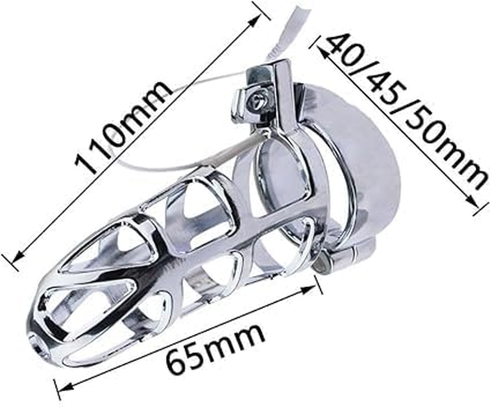 Vibrating Anal Plug Chastity Cage Chastity Lock Electric Shock Stainless Steel Male Metal Beginner Device Penis Ring Prevent Ere-Ction Couple Sex Toys SM for Male 50Mm image number 5