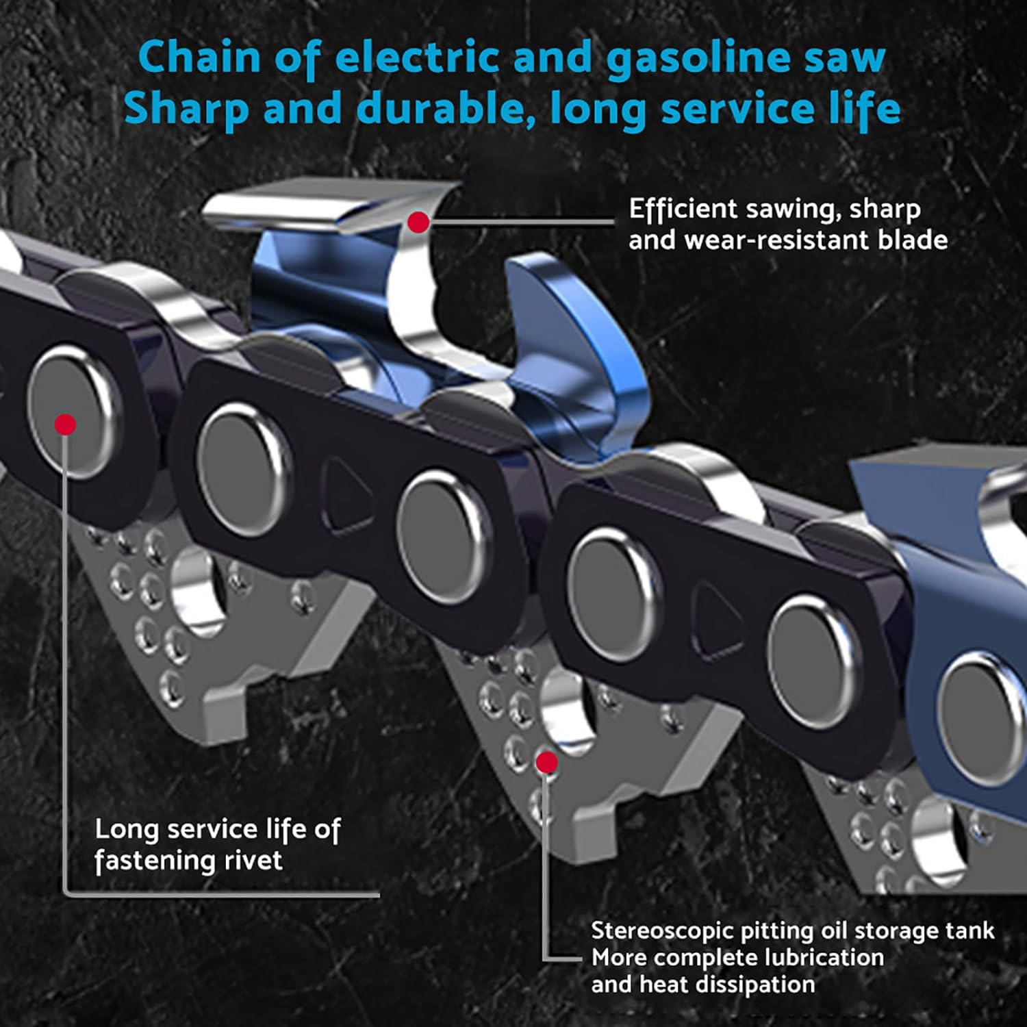 3-Pack 12'' Chainsaw Chain Suitable for MAKITA CORDLESS 2X18V 36V Chainsaw DUC302 DUC302Z image number 3