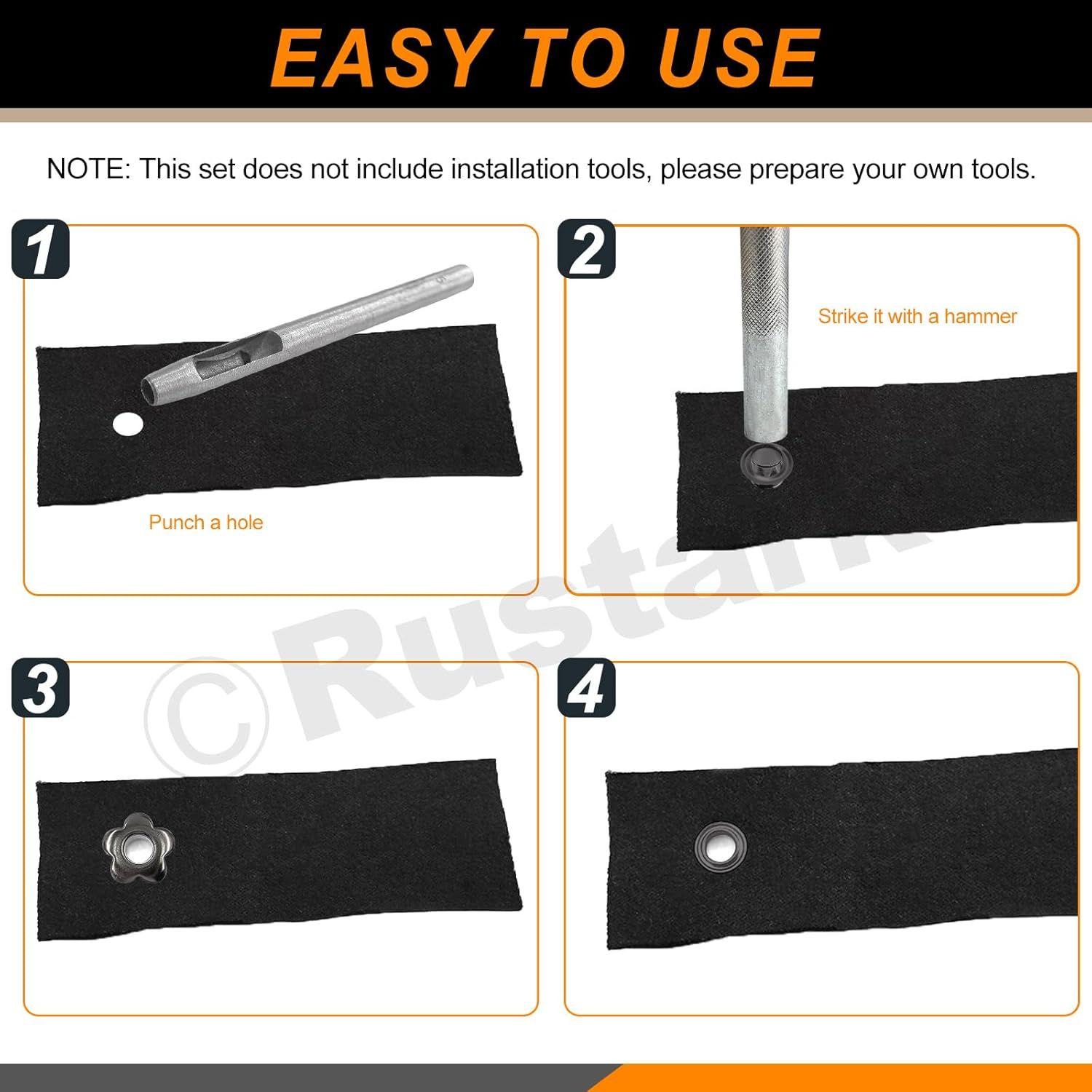 Rustark 200Pcs 5Mm Black Flower Eyelet Grommets Assortment Kit Floral Metal Eyelets Grommets Flower Shaped Craft Eyelets Findings for Shoes Clothes Leather DIY Craft image number 4