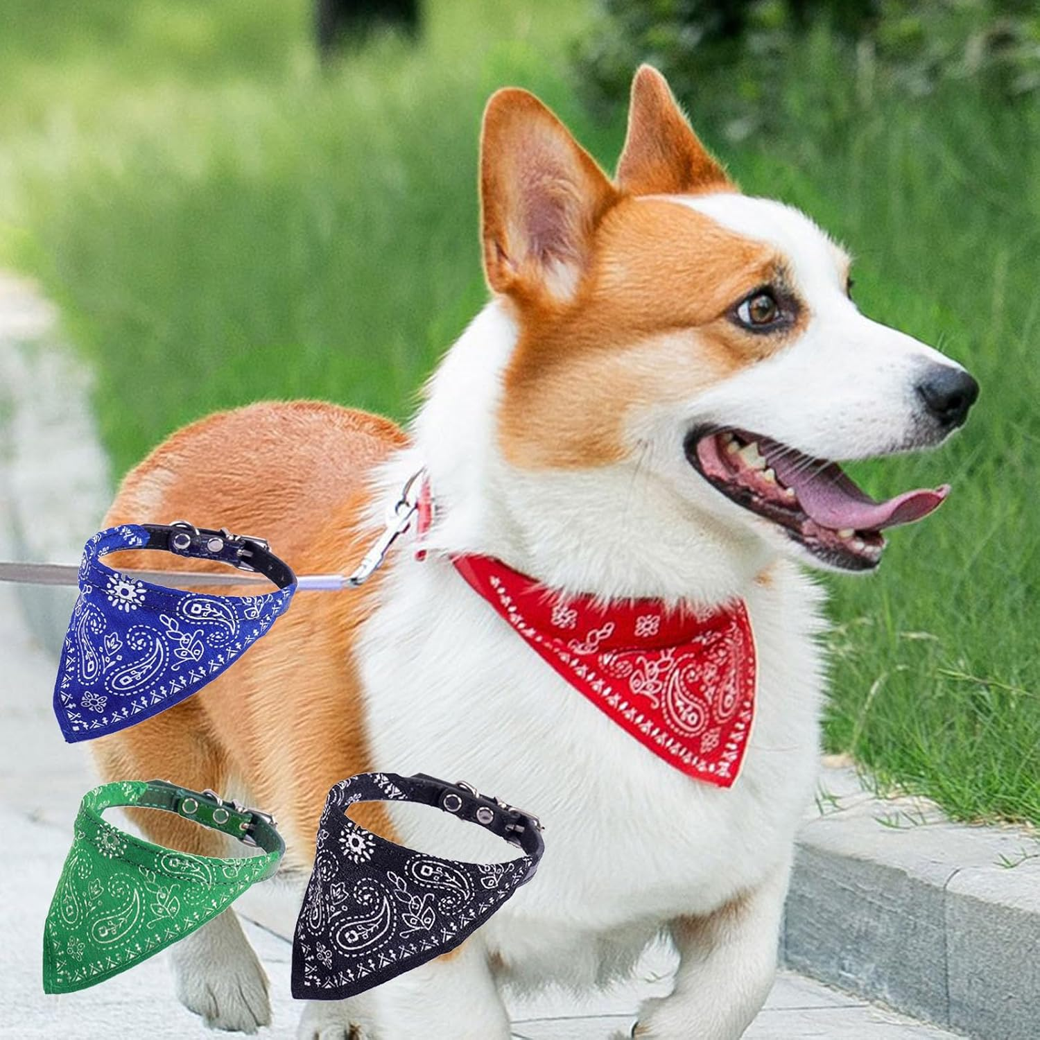 Pack of 4 Dog Bandanas Collar with Adjustable Straps, Pet Triangle Bib, Pet Saliva Cloth, Dog Bandana Headscarves, Triangular Scarf Dog Bandana, for Small, Medium Dogs and Cats, M image number 2
