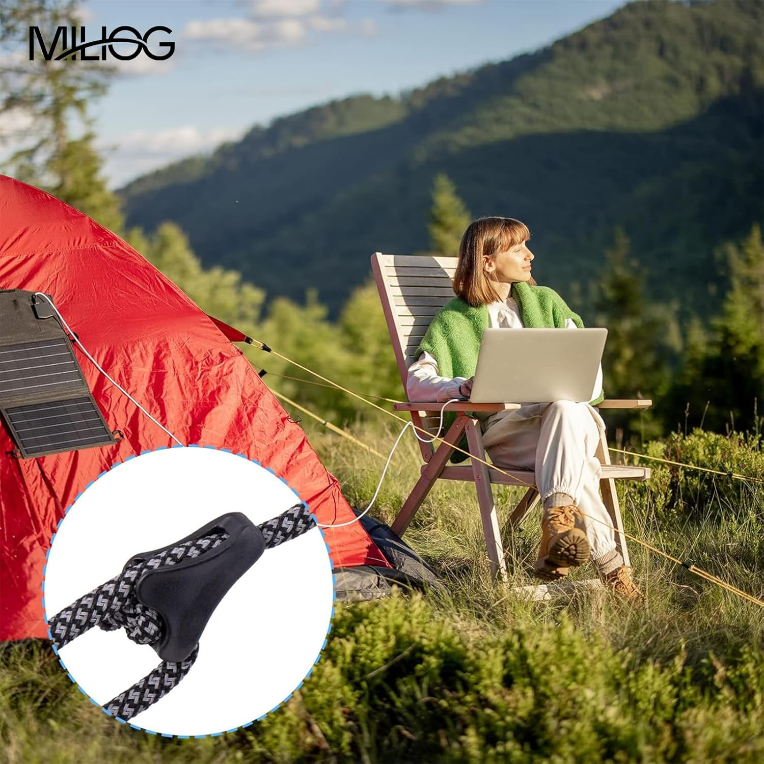 MILIOG 30Pack Ultralight Guyline Tensioners Tent Guyline Cord Rope Adjuster for Tents & Tarps | Heavy Duty 50Lb Cord Locks for Camping, Hammocks in Extreme Weather(Black,Fit 1-2.5Mm Paracord) image number 4