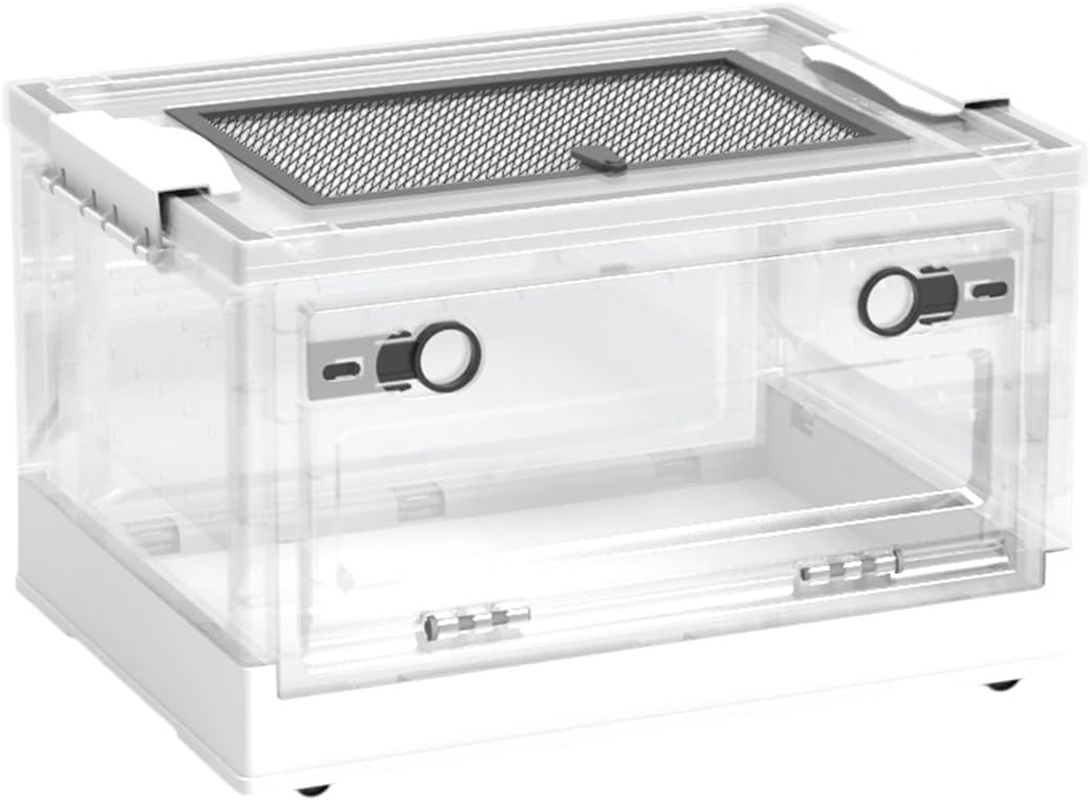 AIMALL Foldable Small Pet Cage 15.55X11.61X9.44In Plastic Viewing Villa with Front Door Mesh Top Pulley Base for Hamster Chick Duck Mouse Chicken Feeding Enclosure image number 5