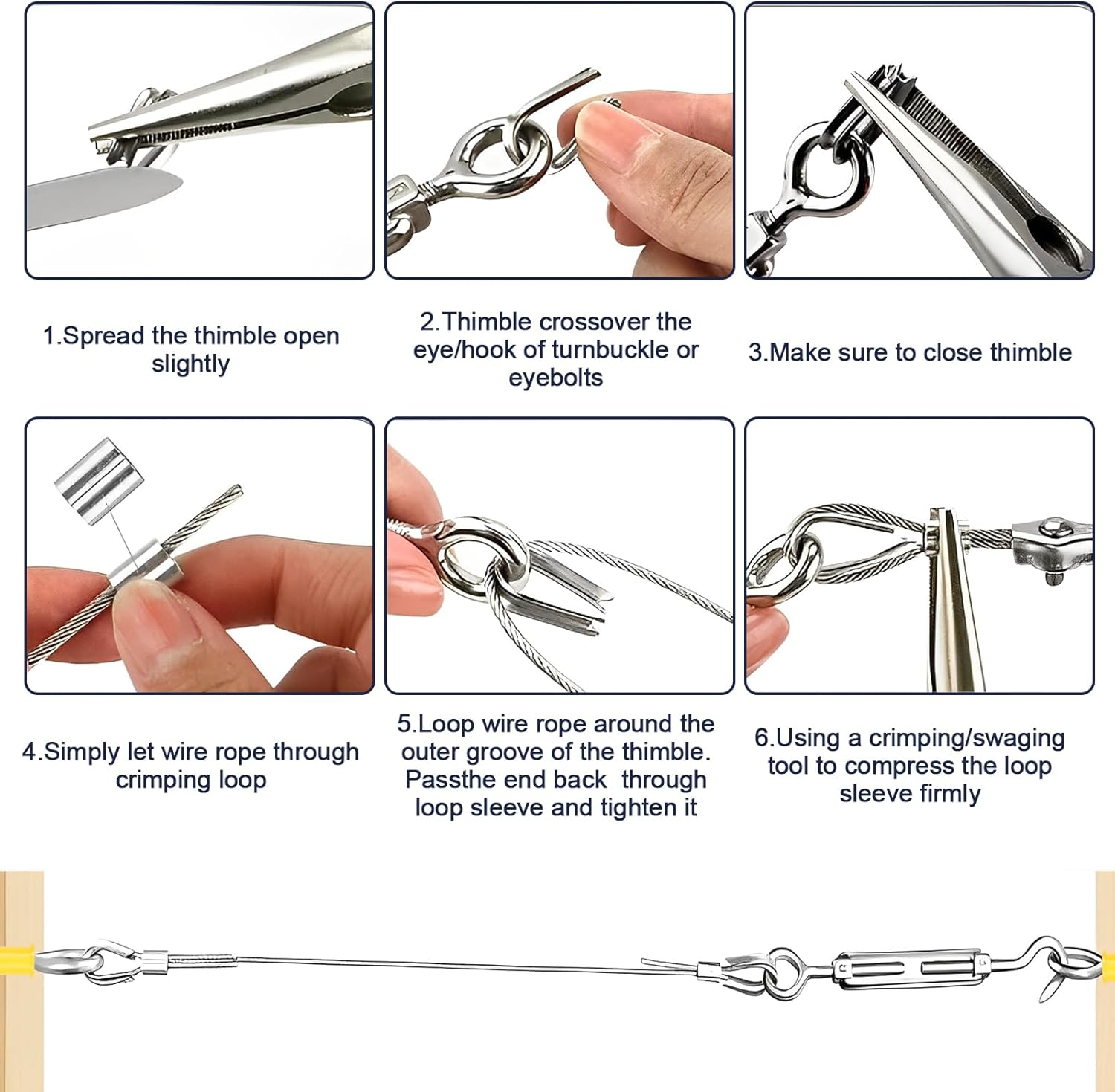 Wire Rope Kit Stainless Steel 304 Marine Grade Cable Railing Kit, Heavy Duty Aircraft Wire Rope & Picture Suspension Kits for Gardens Railing Decking, Boat Hardware (30M/98Ft) image number 3