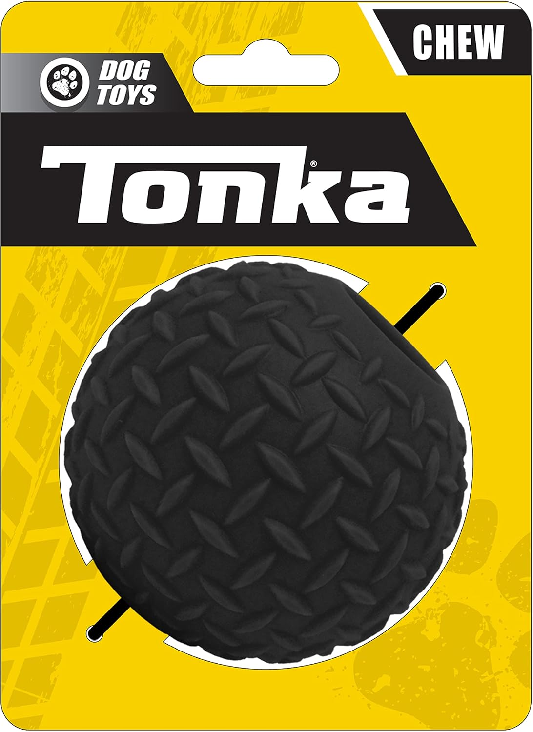 Tonka Rubber Diamond Plate Ball Dog Toy, Lightweight, Durable and Water Resistant, 3.5 Inches, Single Unit, Black image number 2
