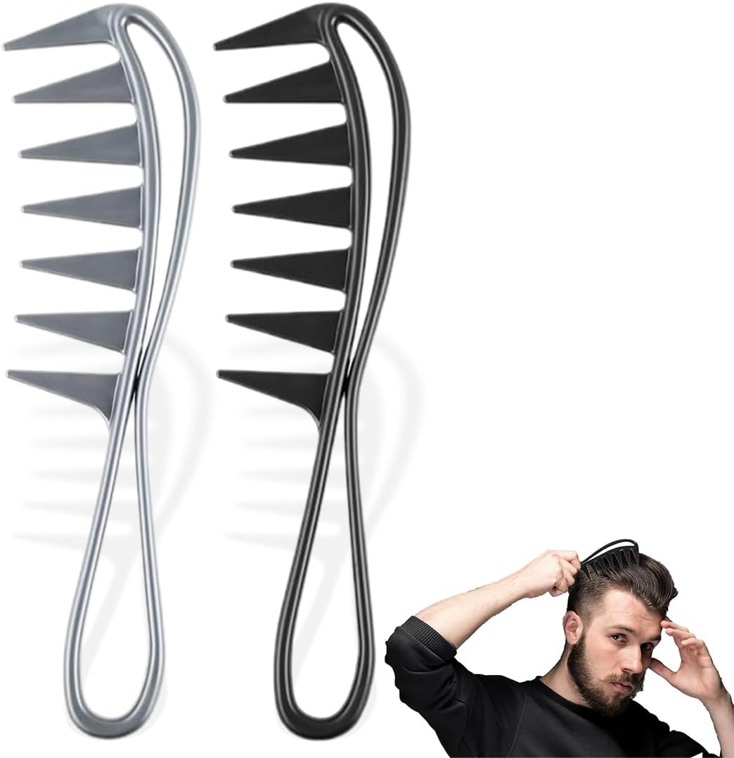 Pack of 2 Wide Tooth Comb, Wide Tooth Trowel, Professional Hairdresser Comb, Antistatic Coarse Teeth for Various Types of Hair, Hair Comb image number 1