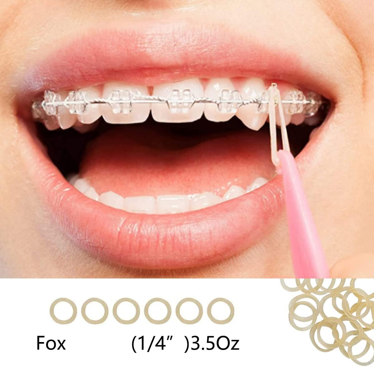 WELANE Orthodontic Elastic Rubber Bands, 200PCS 1/4" Orthodontic Rubber Band for Crooked Teeth, Tooth Gaps, Hairbands, Braids (Fox, 3.5 Oz) image number 4