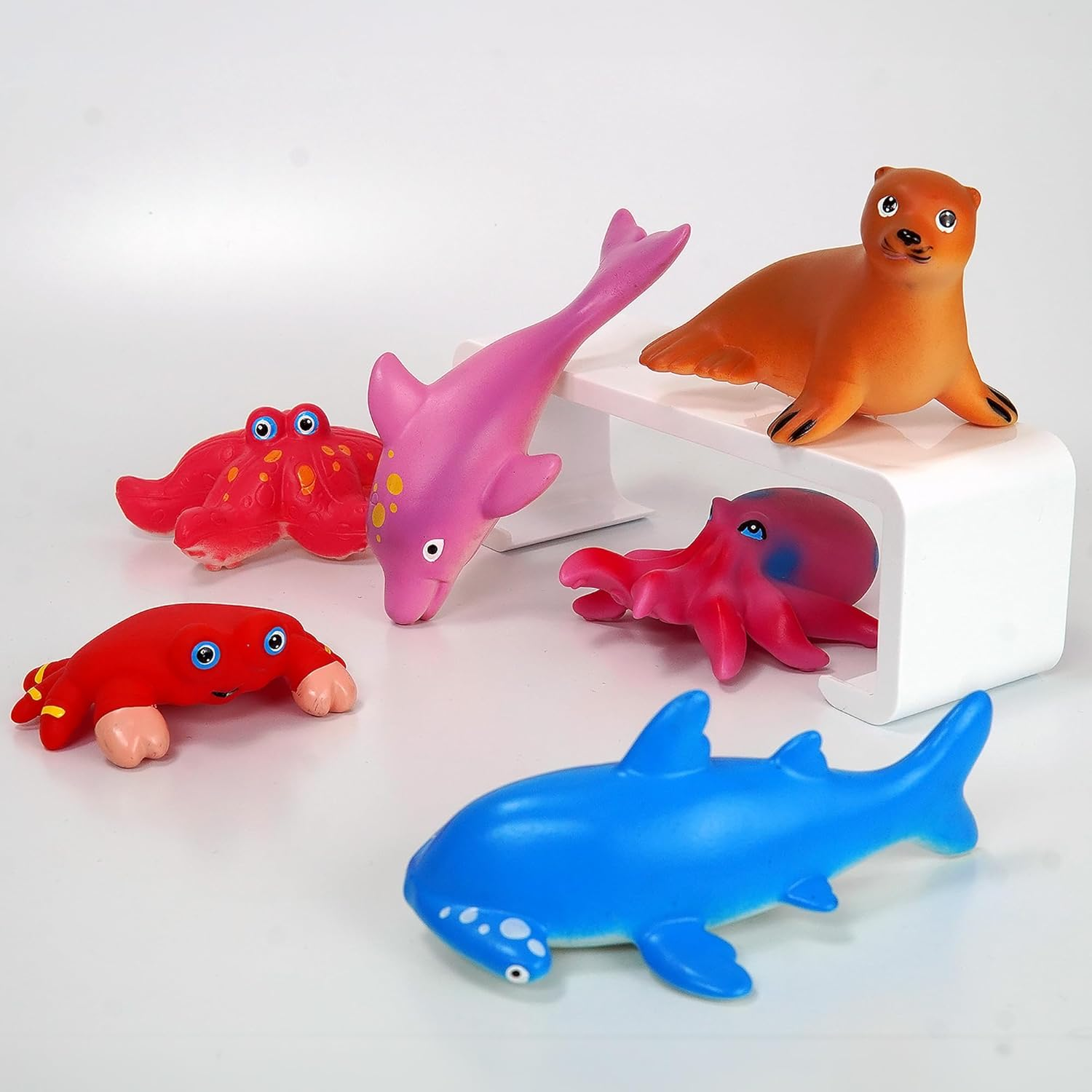 No Hole 12 PCS Ocean Animals Bath Toys for Toddler Baby, Mold Free Kids Bathtub Pool Toys Sharks Fishes Swim Sea Toys, Play at Every Places Toddler Toys, Gift Box image number 2
