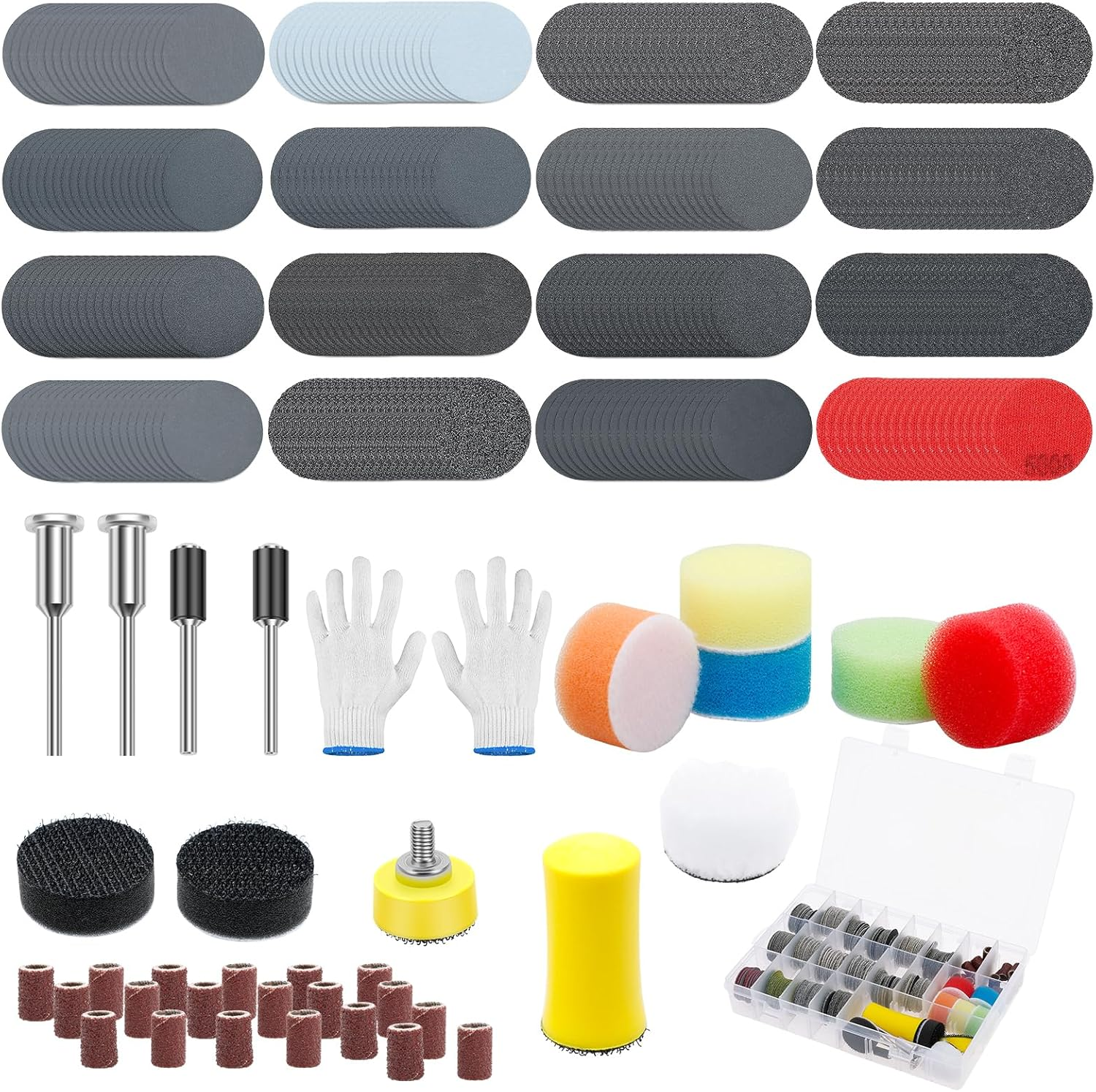 215Pcs Sanding Discs Assortment Kit 3 Inch Quick Change Discs 60-10000 Grit for Drill Grinder Rotary Tools Wet Dry Polishing Attachments for Automotive Headlight Restoration, Wood, Glass (Set of 1)