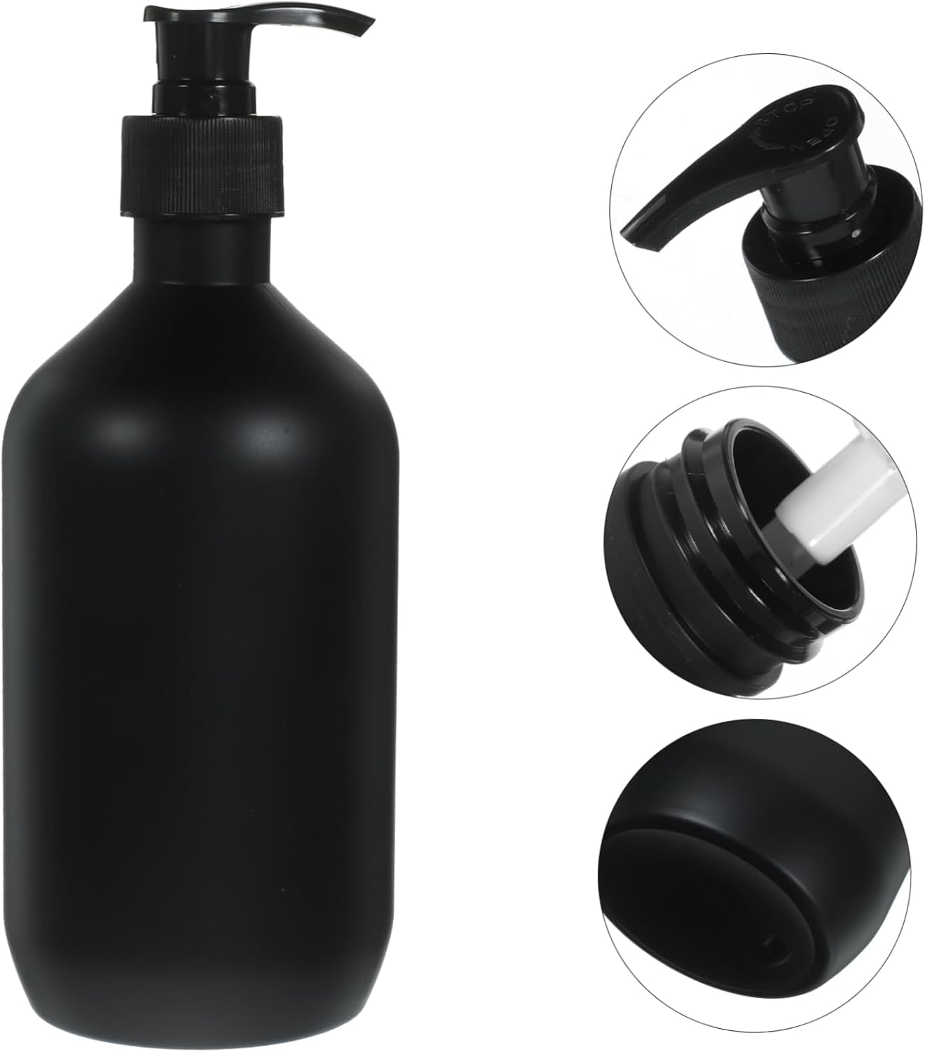 IWOWHERO 500Ml Black Matte Shampoo and Shower Gel Pump Bottles 2Pcs Refillable Plastic Dispenser for Travel and Home Use image number 1