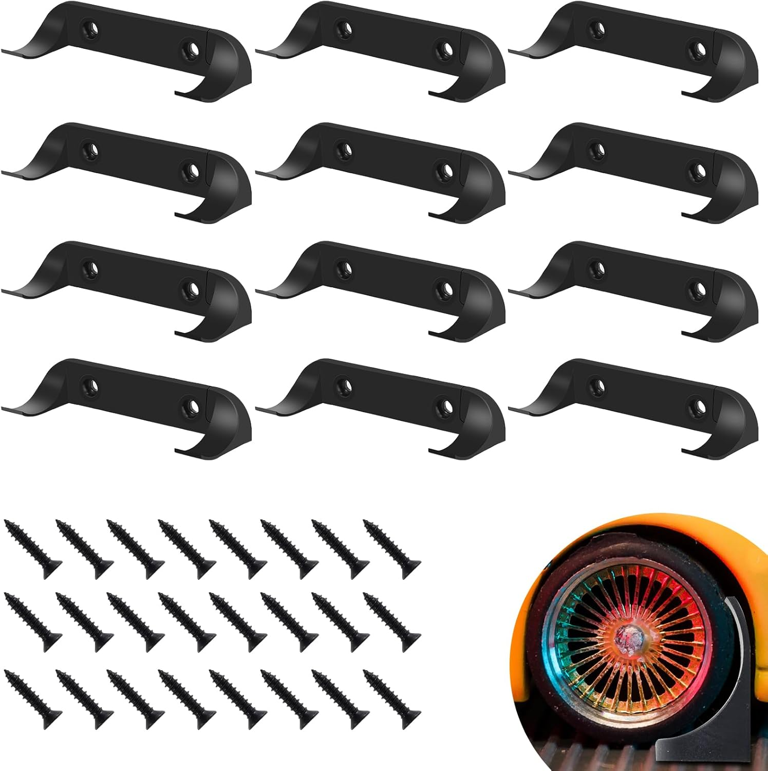 12/20 Pac Car Display Wall Mount Firm Display Cars by Wheels on Wall Vertical Car-Display Bracket Compatible with Car Models Easy-To-Install Hanging Cars Display Rack (20) image number 5