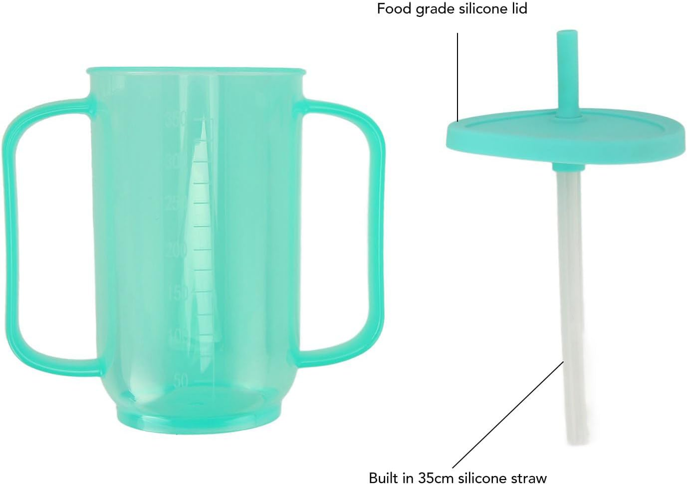 Adult Sippy Cup, 2 Handles Straw Cups Plastic Spill Proof Drinking Cups, Disabled Elderly Spill Proof Dysphagia Cups, Parkinsons Aids for Living Hospital Cup with Lid and Straw image number 4