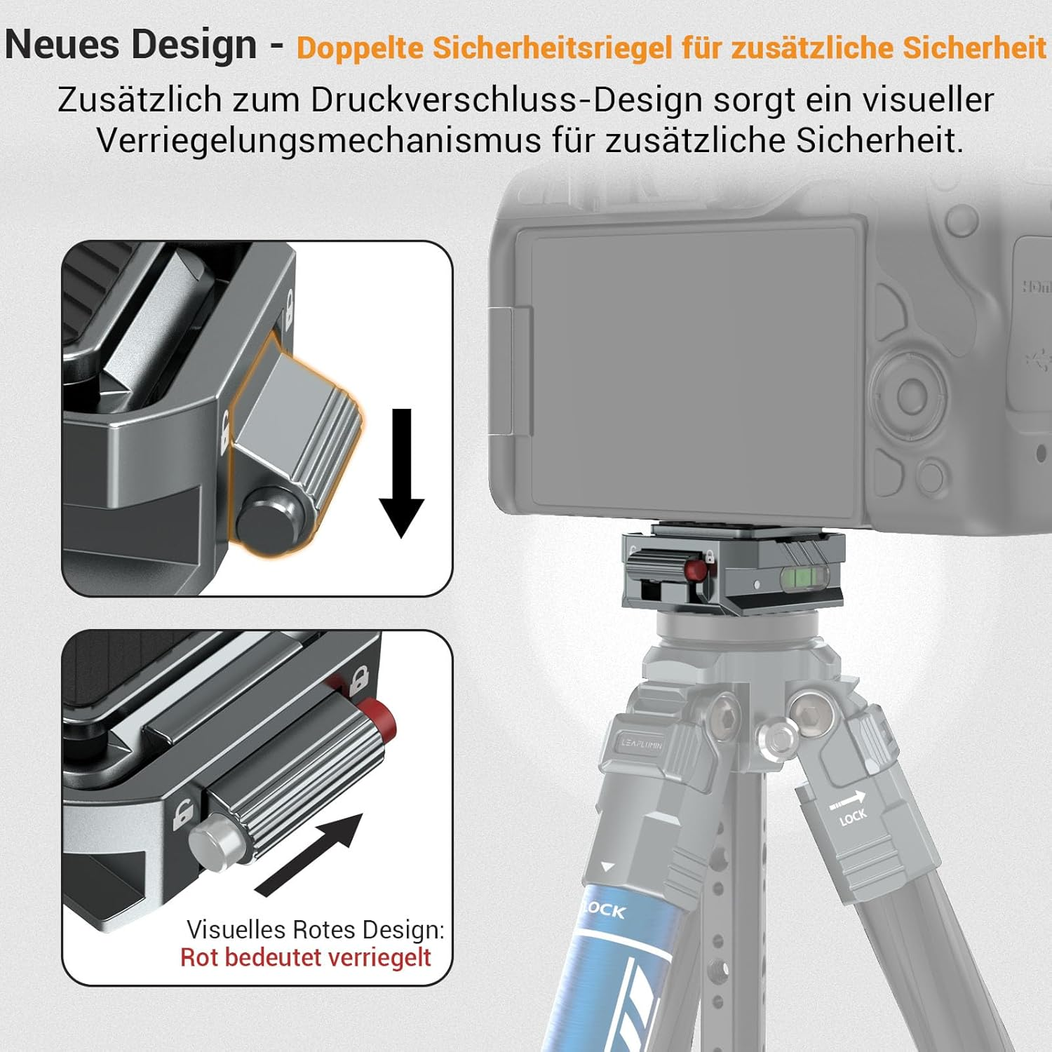 Leaplumin Camera Quick Release Plate Kit with Double Secured Safety Lock Aluminum Quick Release Plate Arca QR Clamp with Quick Switch Auto Lock Design image number 1