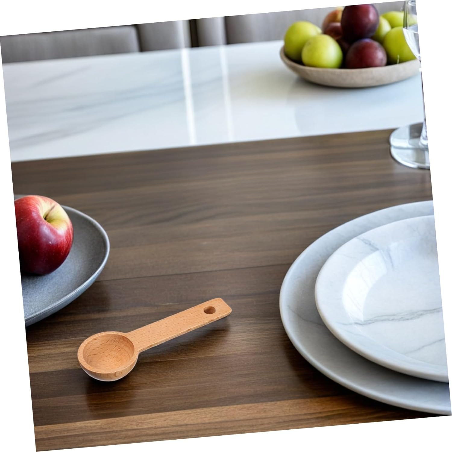 FONDOTIN 4Pcs Tablespoon Measuring Spoons Coffee Bean Measuring Espresso Spoons Milk Baking Solid Wood Coffee Beige image number 5