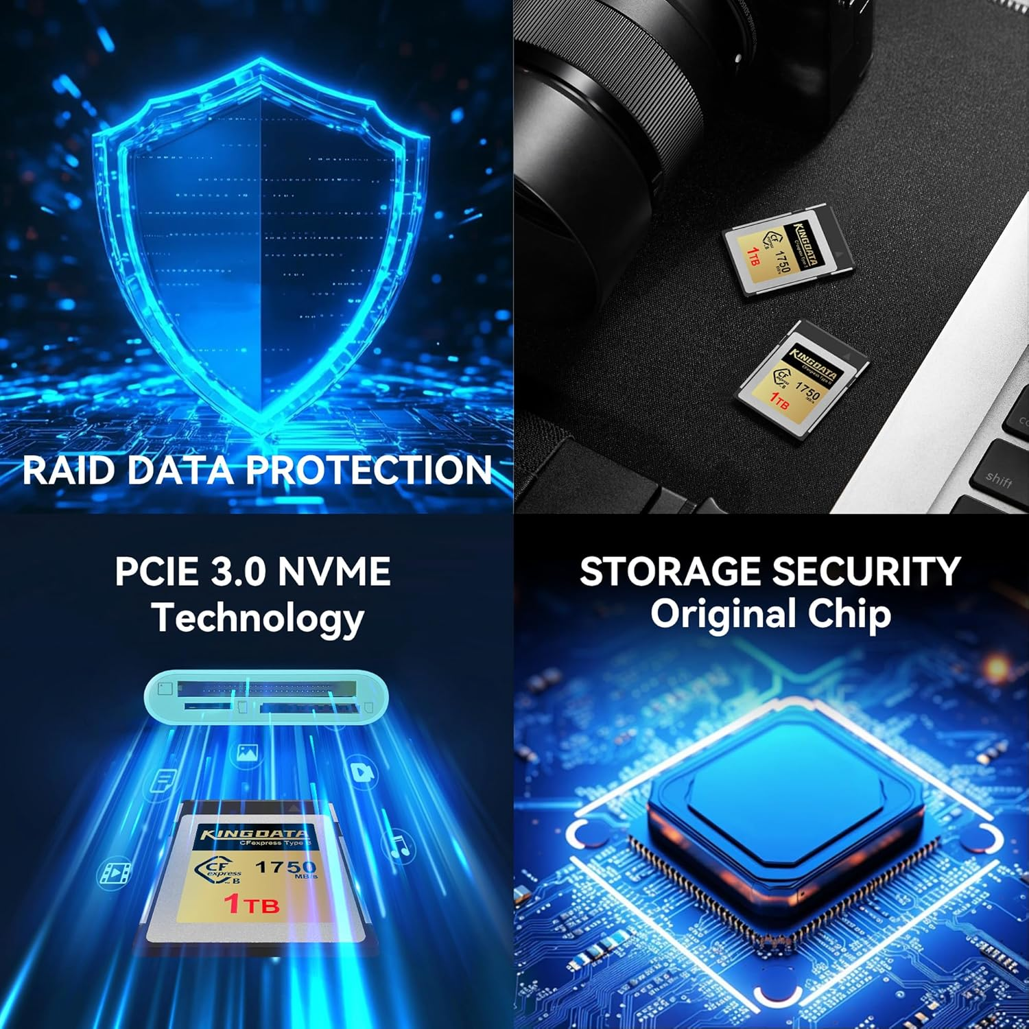 Cfexpress Type B 1TB Memory Card, up to 1750Mb/S Read, RAW 8K Video and Photo, Compatible with Camera, Professional Photography image number 4