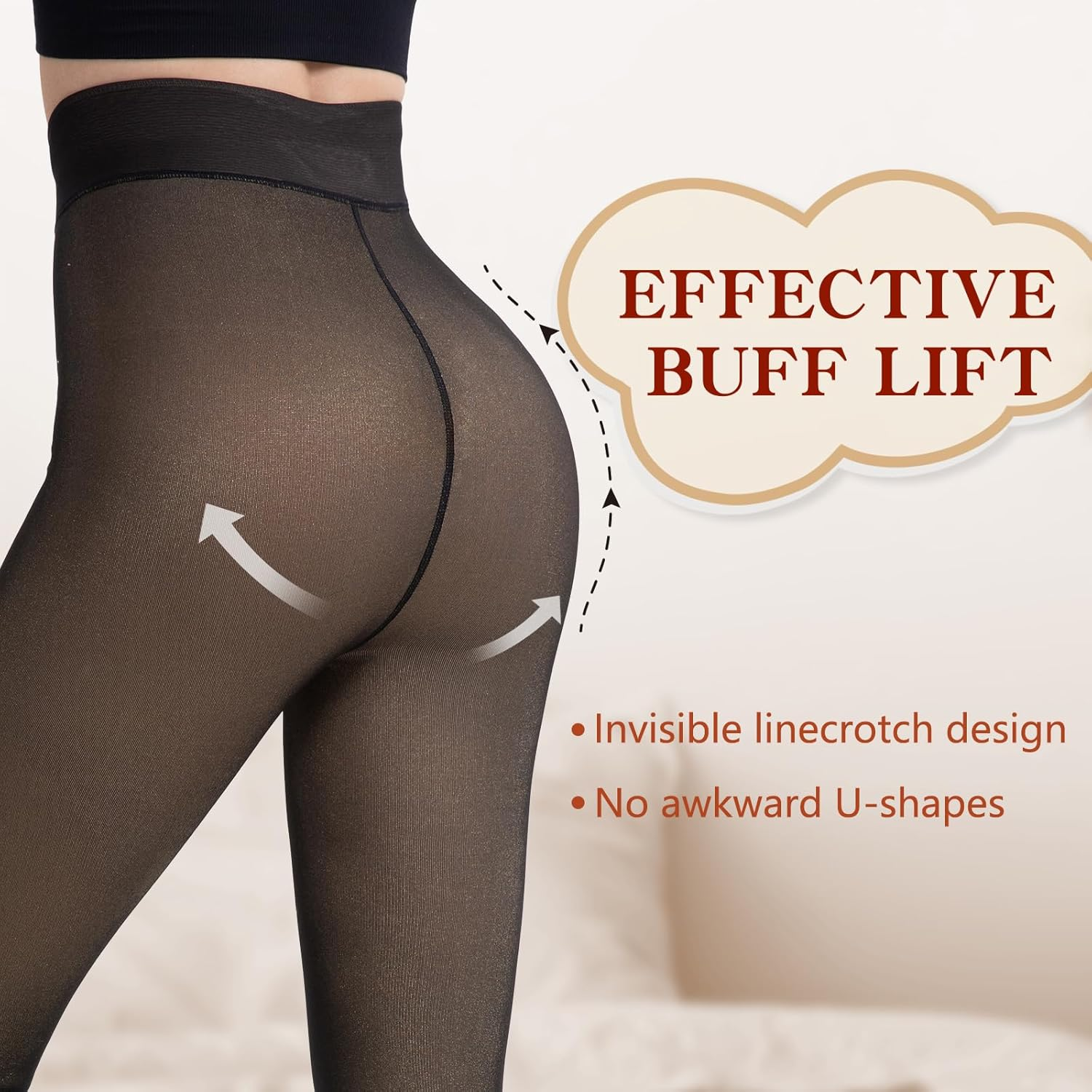 HONGTEYA Fleece Lined Tights Women Winter Thermal Leggings Pantyhose Fake Translucent Thick Warm Sheer Tights image number 5