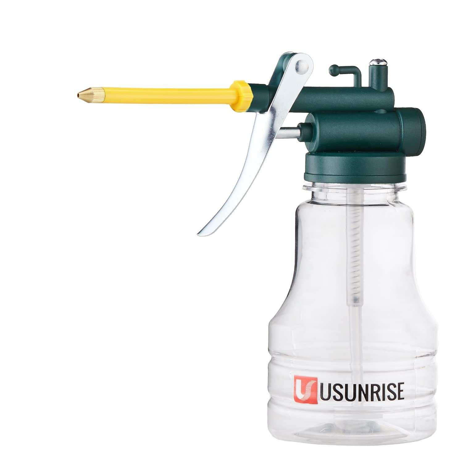 2 Sets Oil Can Transparent High Pressure Oiler Lubrication Oil Can Bottle Oiling Gun with Rigid & Flex Spout Thumb Pump Tool Oiler - Yellow image number 3